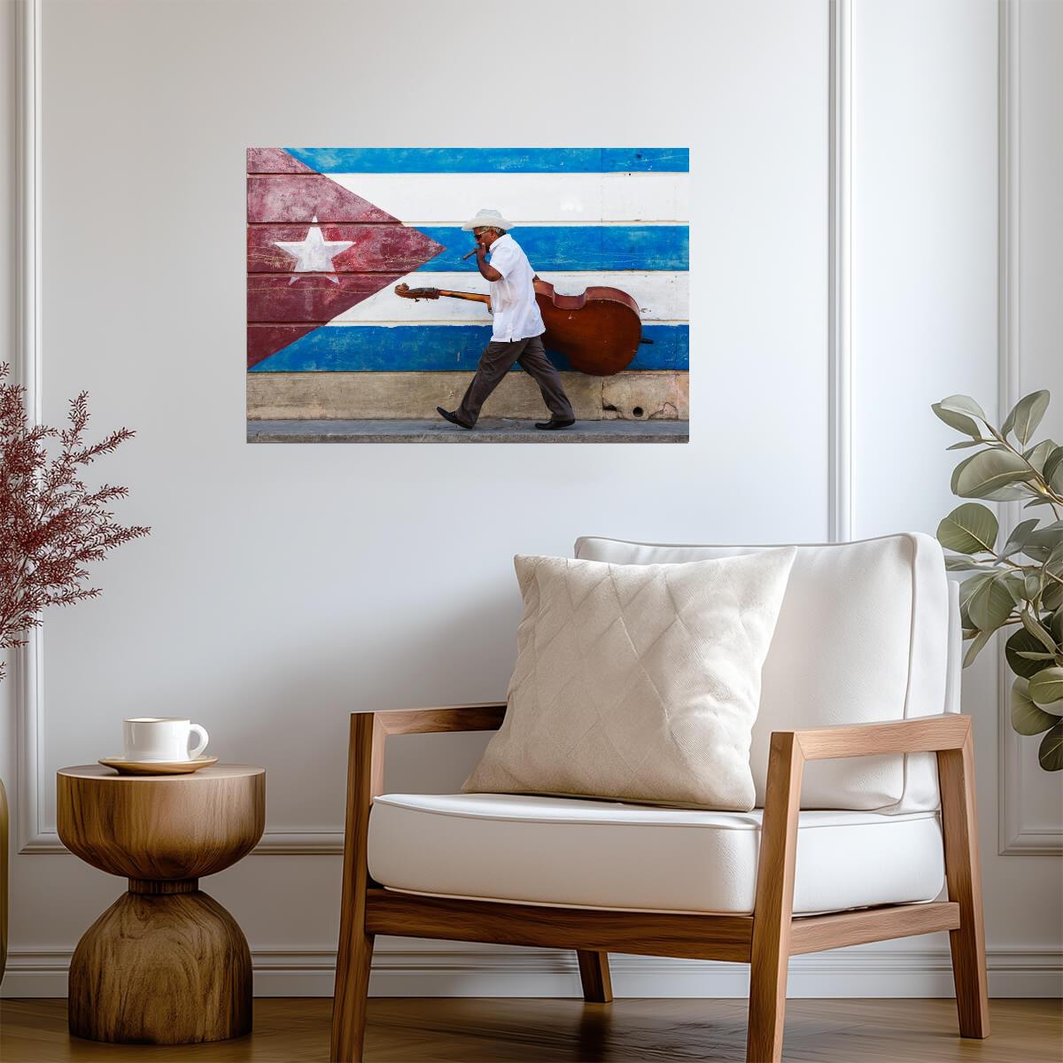 Cuban Musician with Upright Bass | Street Photography Print | Havana Music Scene Poster - Music Poster