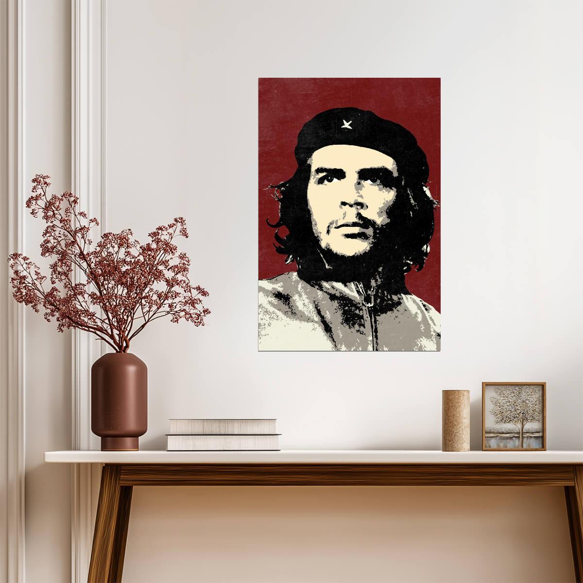 Che Guevara Pop Art Portrait | Stylized Revolutionary Art | Red and Black Graphic Poster - Graphic & Art Poster