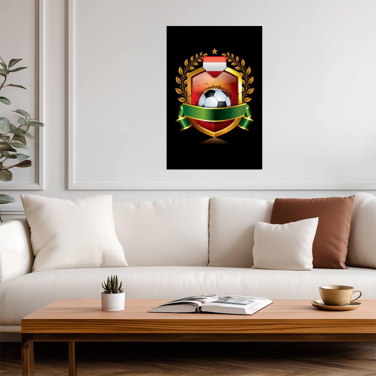 Austria National Soccer Team | Retro Sports Poster | Football Emblem Art