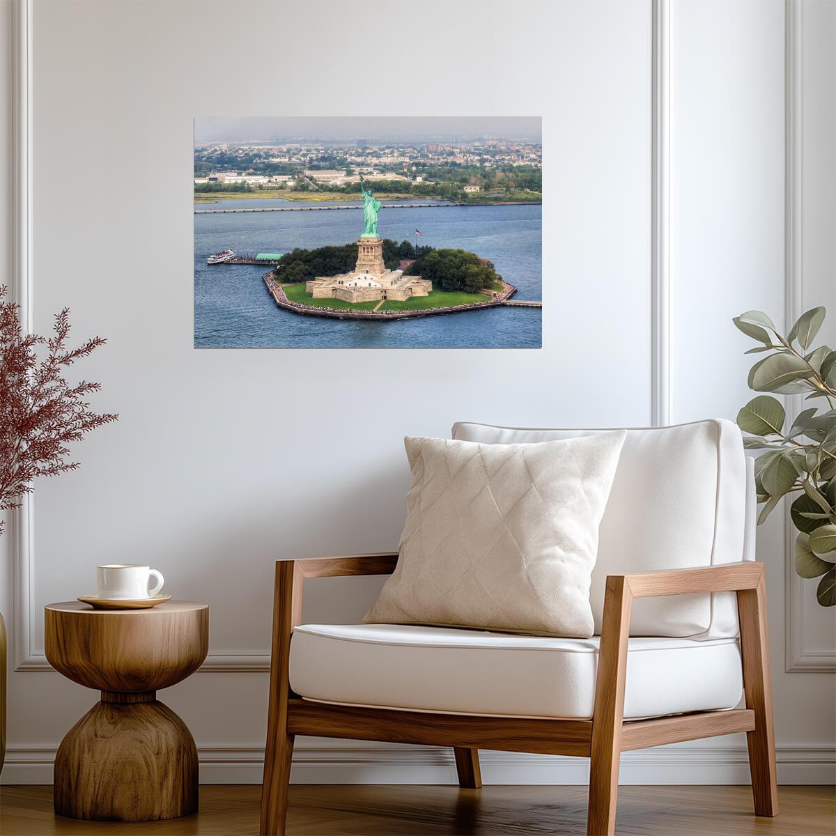 Aerial View of the Statue of Liberty | New York City Photography | Landmark Poster - Photography Poster