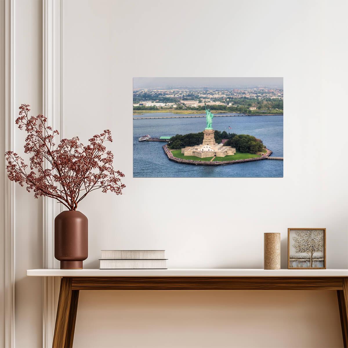 Aerial View of the Statue of Liberty | New York City Photography | Landmark Poster - Photography Poster
