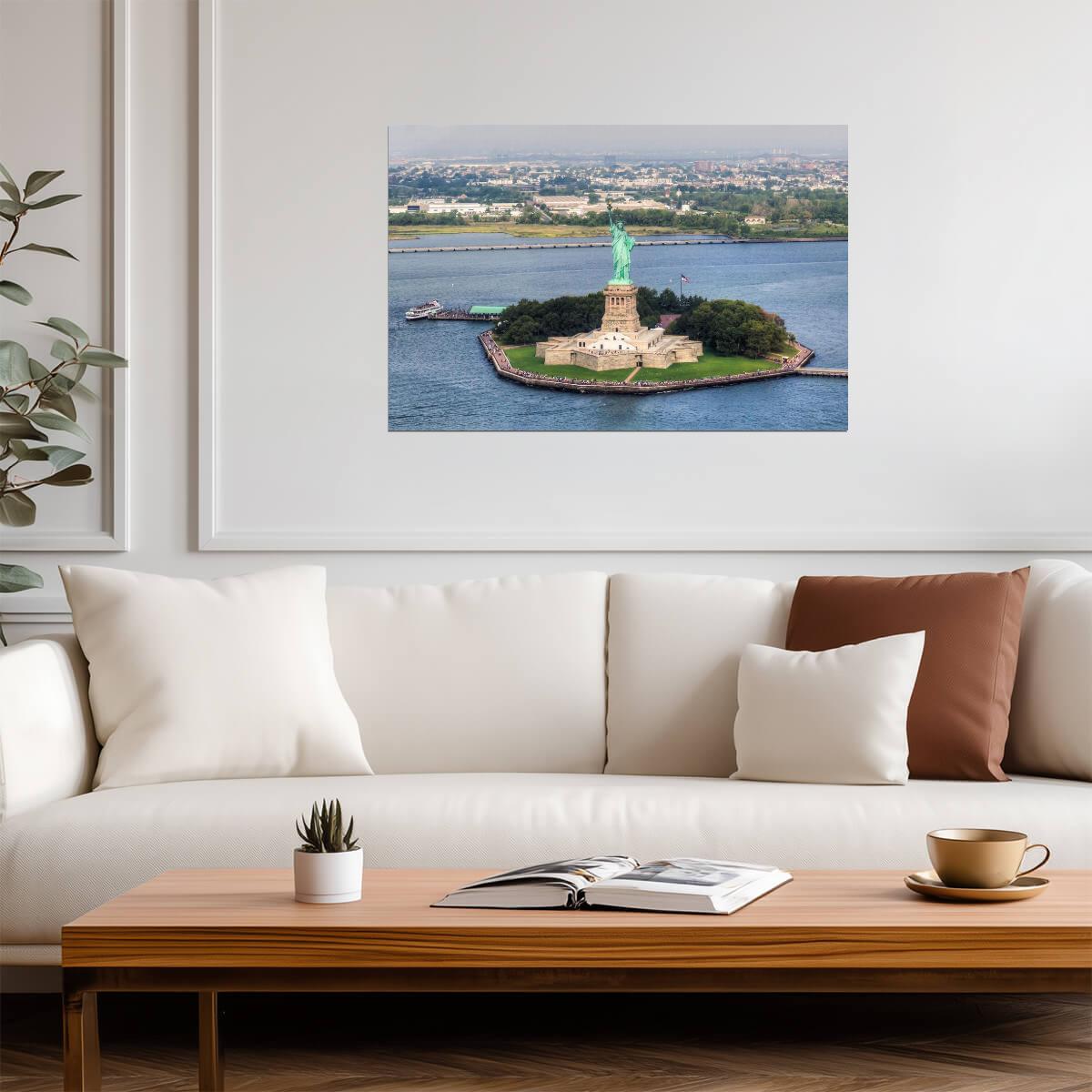 Aerial View of the Statue of Liberty | New York City Photography | Landmark Poster - Photography Poster