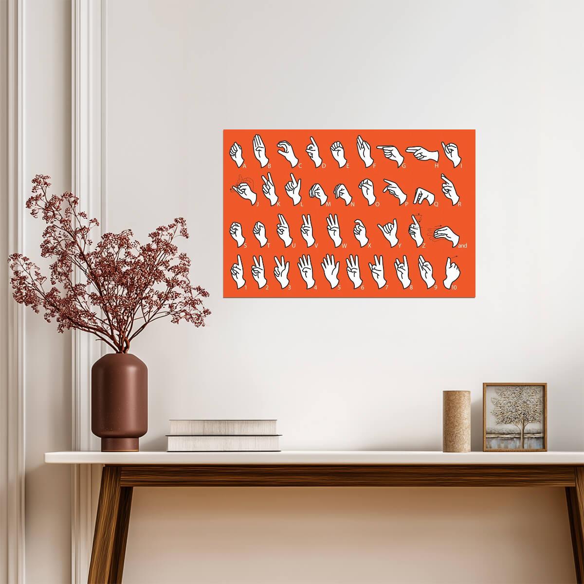 Sign Language Alphabet Chart | ASL Educational Poster | Communication Wall Art - Type & Quotes Poster