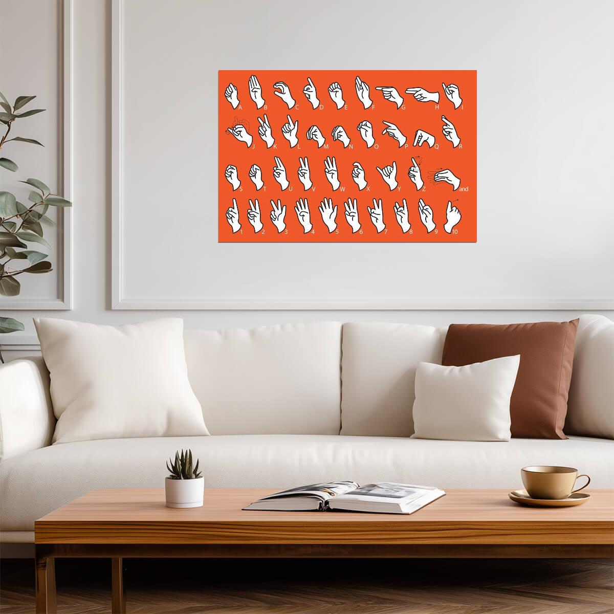 Sign Language Alphabet Chart | ASL Educational Poster | Communication Wall Art - Type & Quotes Poster