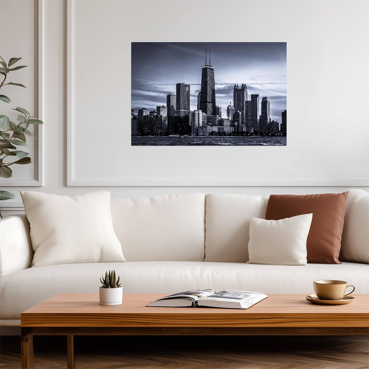 Chicago City Skyline Photo | Black and White Architecture | Urban Landscape Poster - Photography Poster