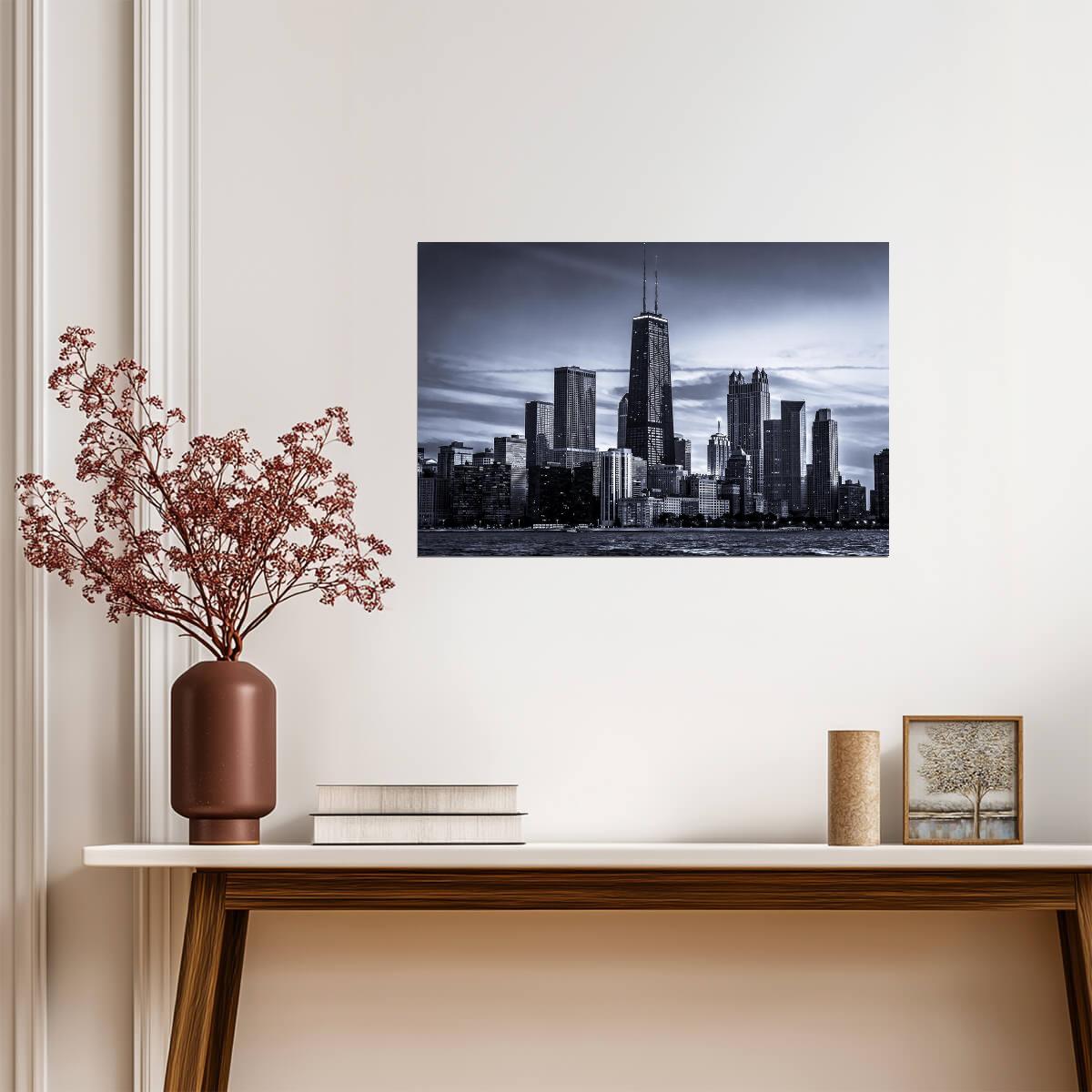 Chicago City Skyline Photo | Black and White Architecture | Urban Landscape Poster - Photography Poster