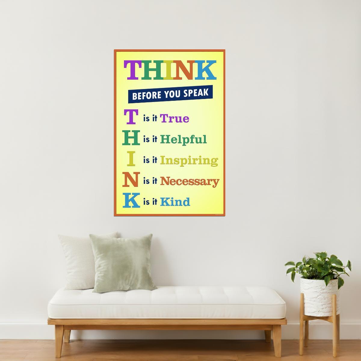 Think Before You Speak | Classroom Motivational Poster (Rainbow)