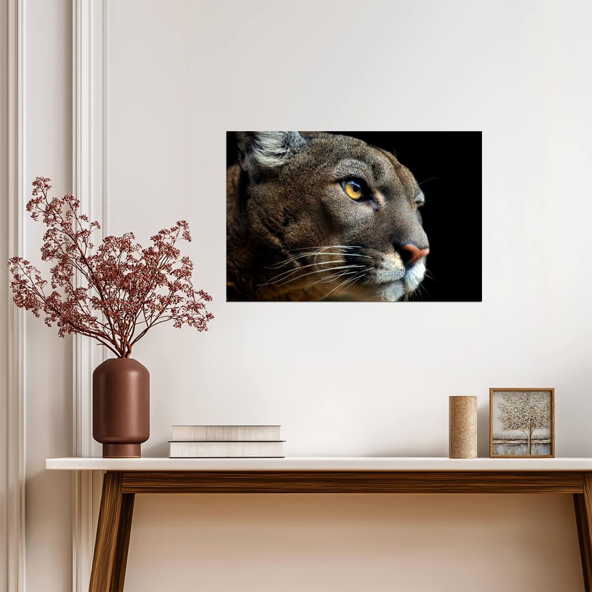 Cougar Headshot Portrait | Wildlife Photography Print | Animal Wall Art Poster - Photography Poster