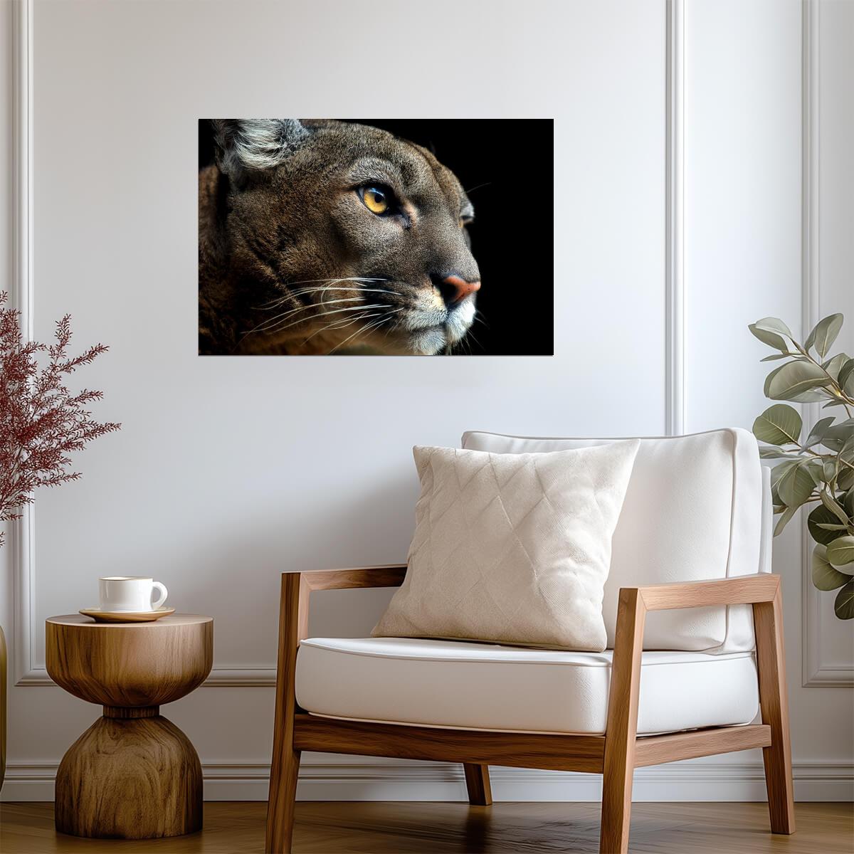 Cougar Headshot Portrait | Wildlife Photography Print | Animal Wall Art Poster - Photography Poster