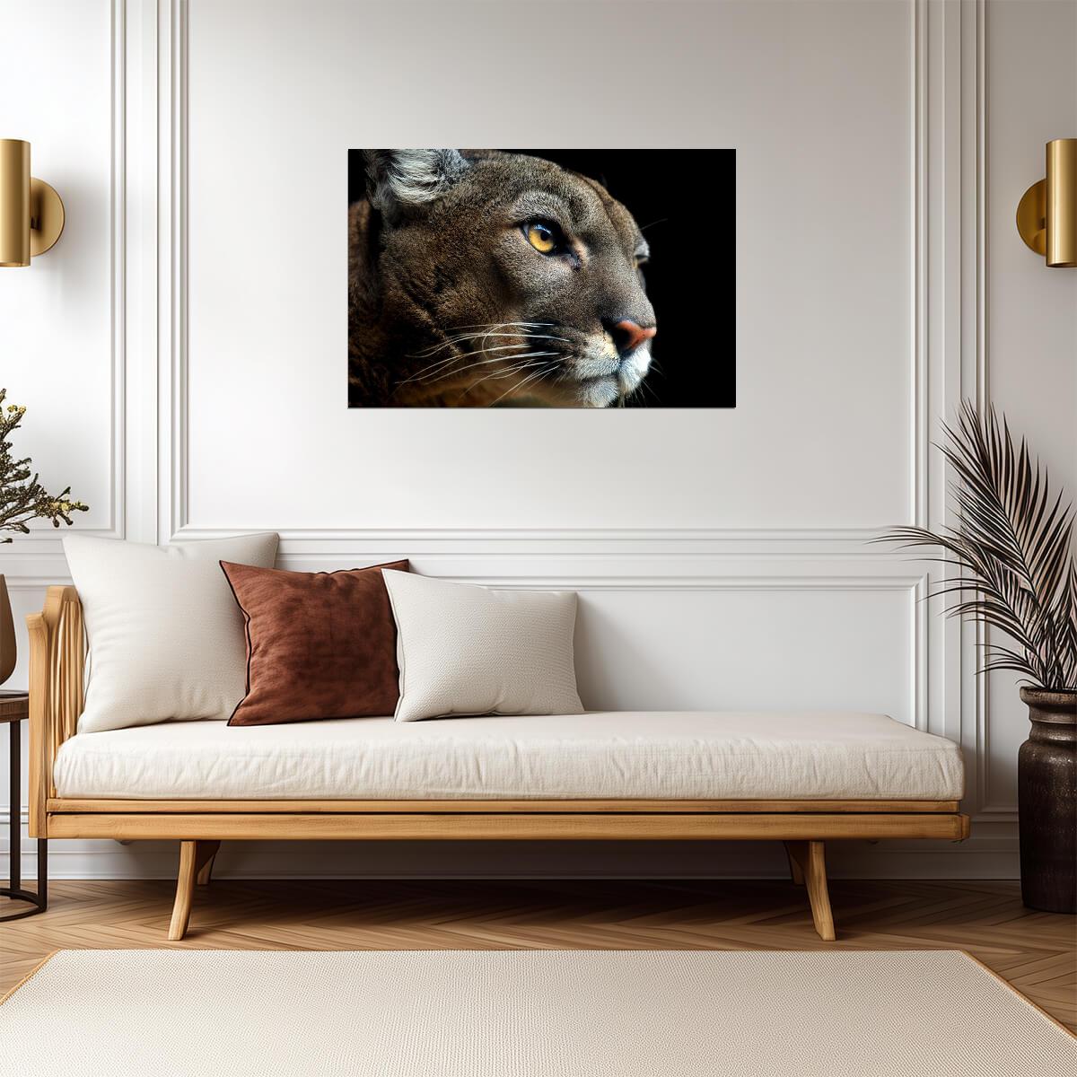 Cougar Headshot Portrait | Wildlife Photography Print | Animal Wall Art Poster - Photography Poster