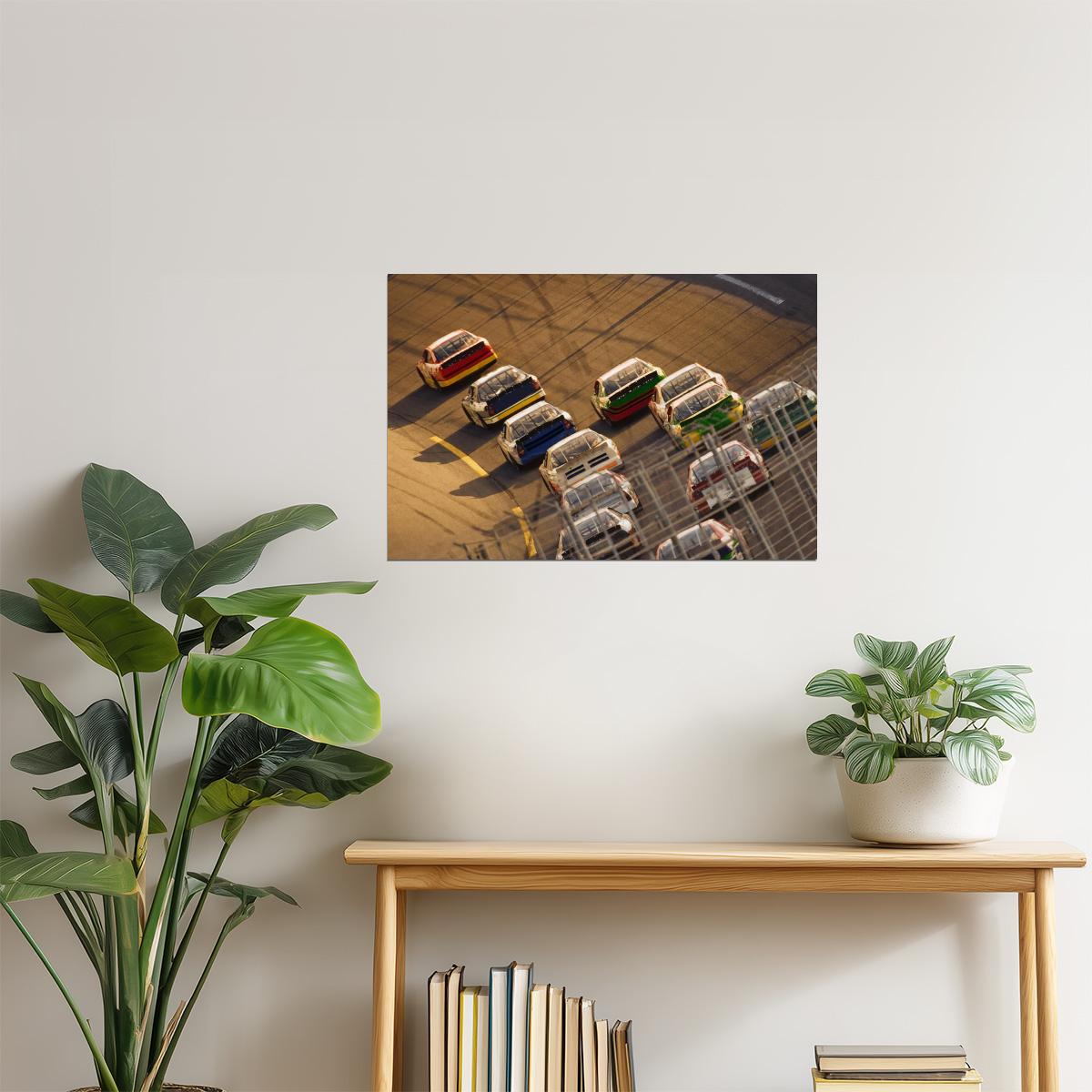 Stock Car Race on a Turn Poster | Racing Photography | Motorsports Wall Art