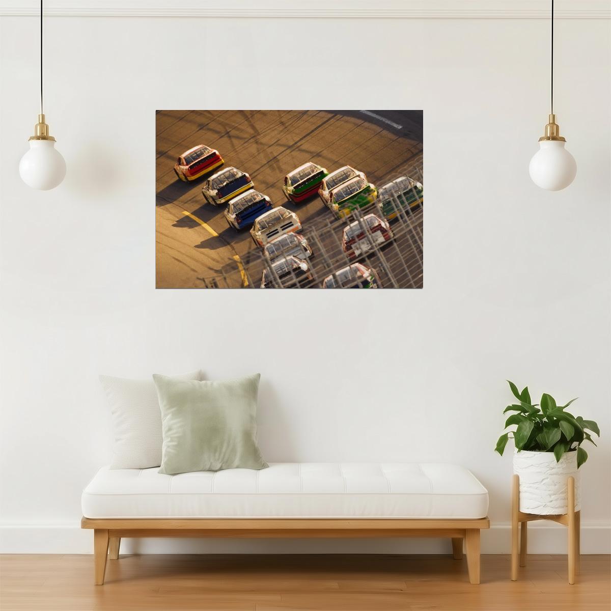 Stock Car Race on a Turn Poster | Racing Photography | Motorsports Wall Art