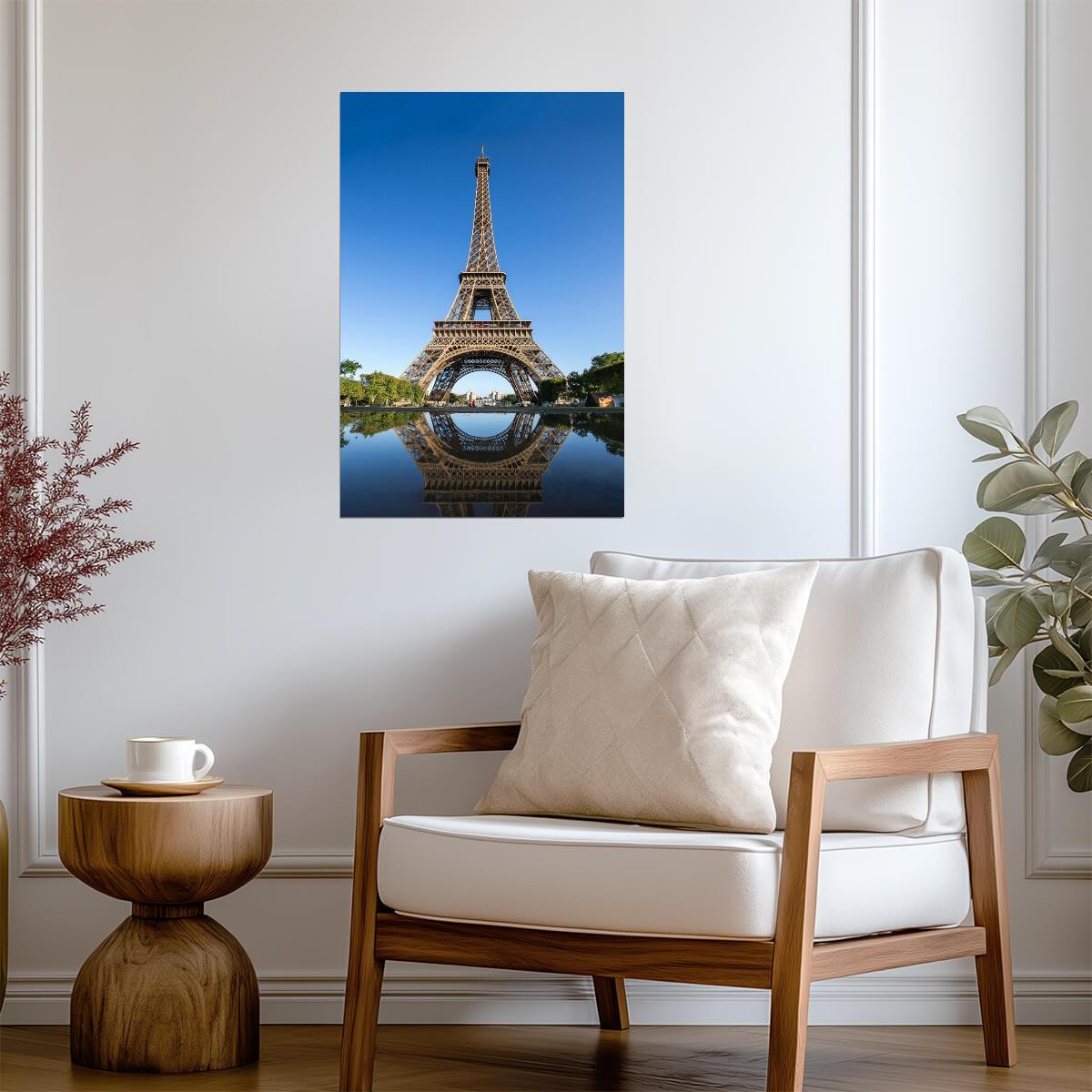 Reflection of the Eiffel Tower in Paris | France Landmark Photography | Cityscape Poster - Photography Poster