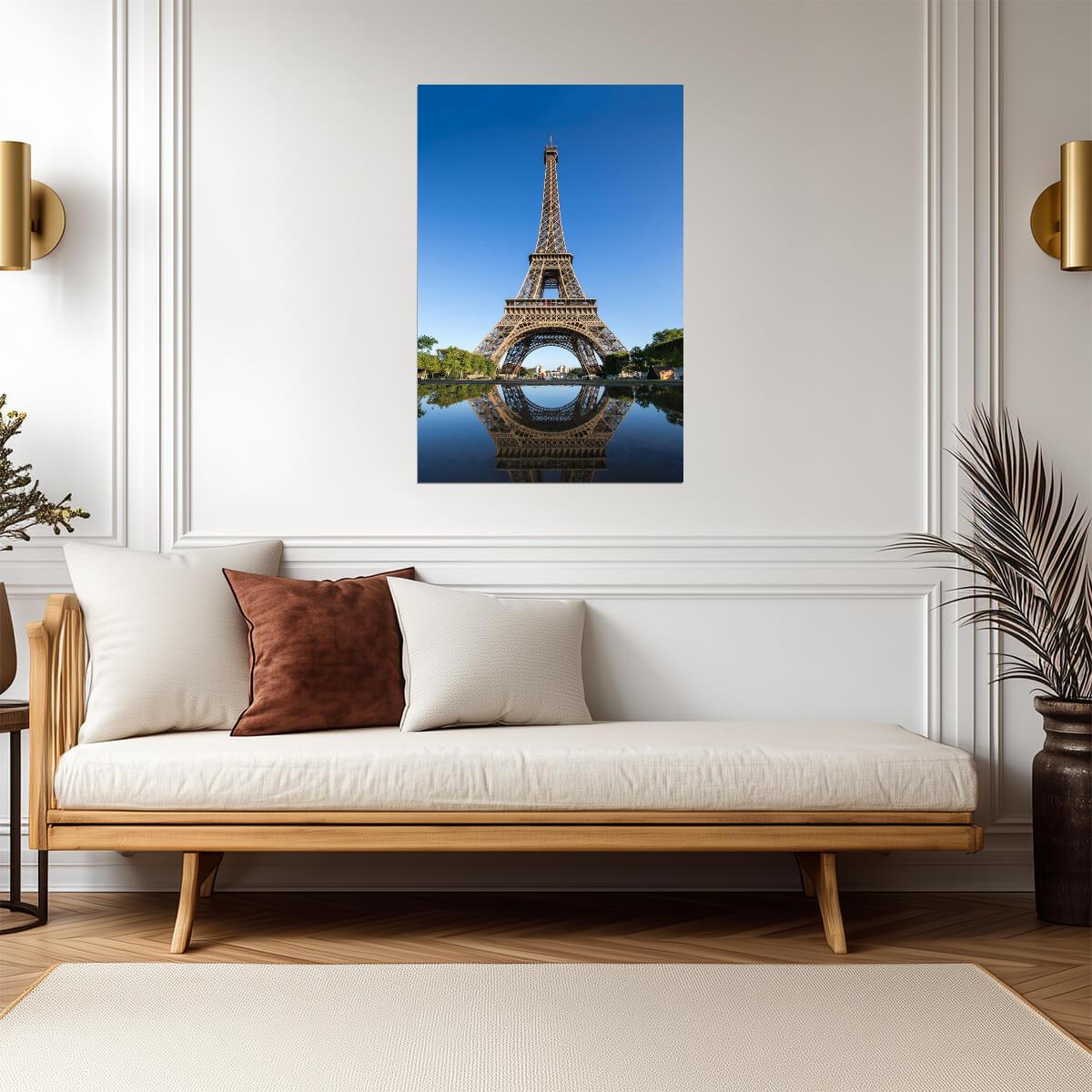 Reflection of the Eiffel Tower in Paris | France Landmark Photography | Cityscape Poster - Photography Poster