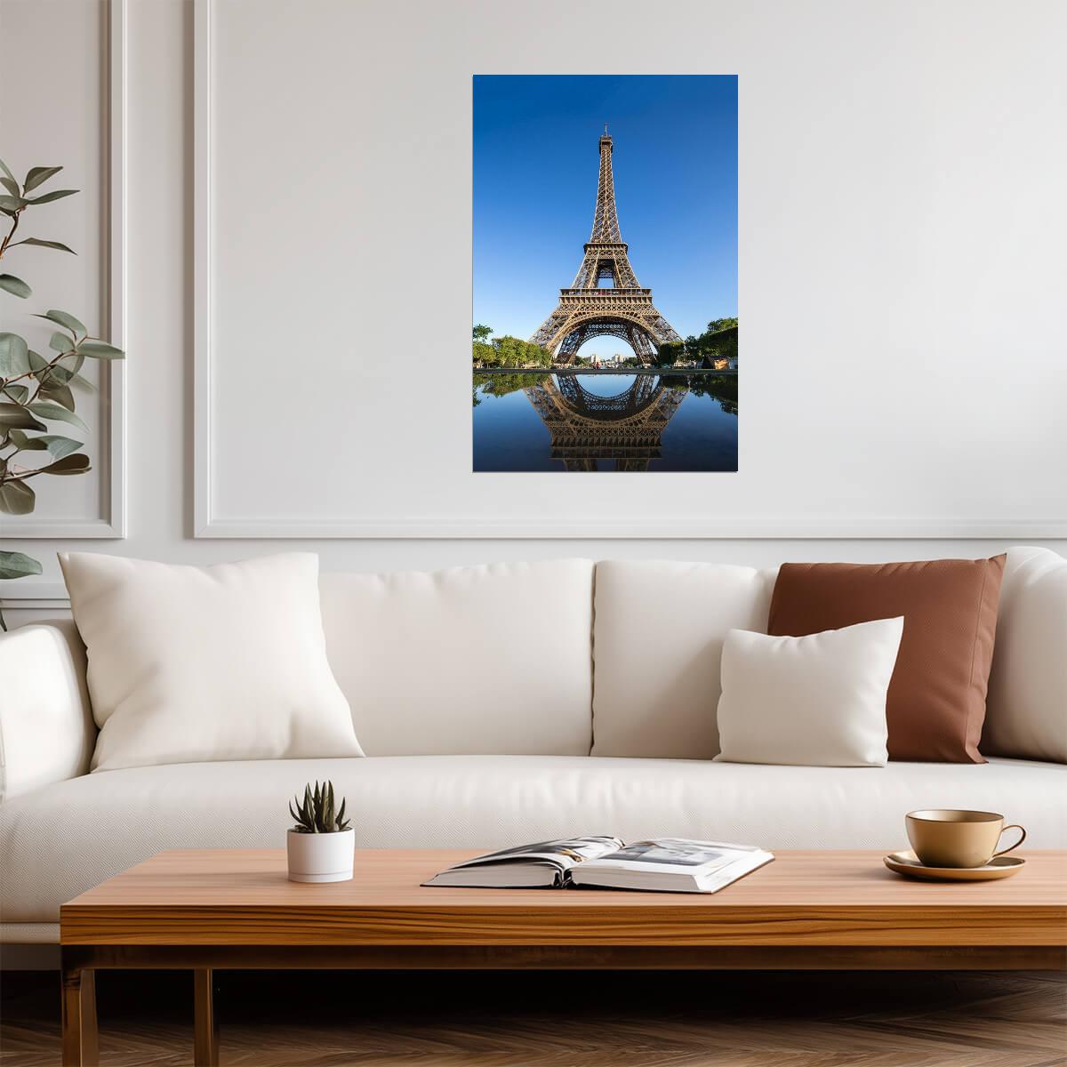 Reflection of the Eiffel Tower in Paris | France Landmark Photography | Cityscape Poster - Photography Poster