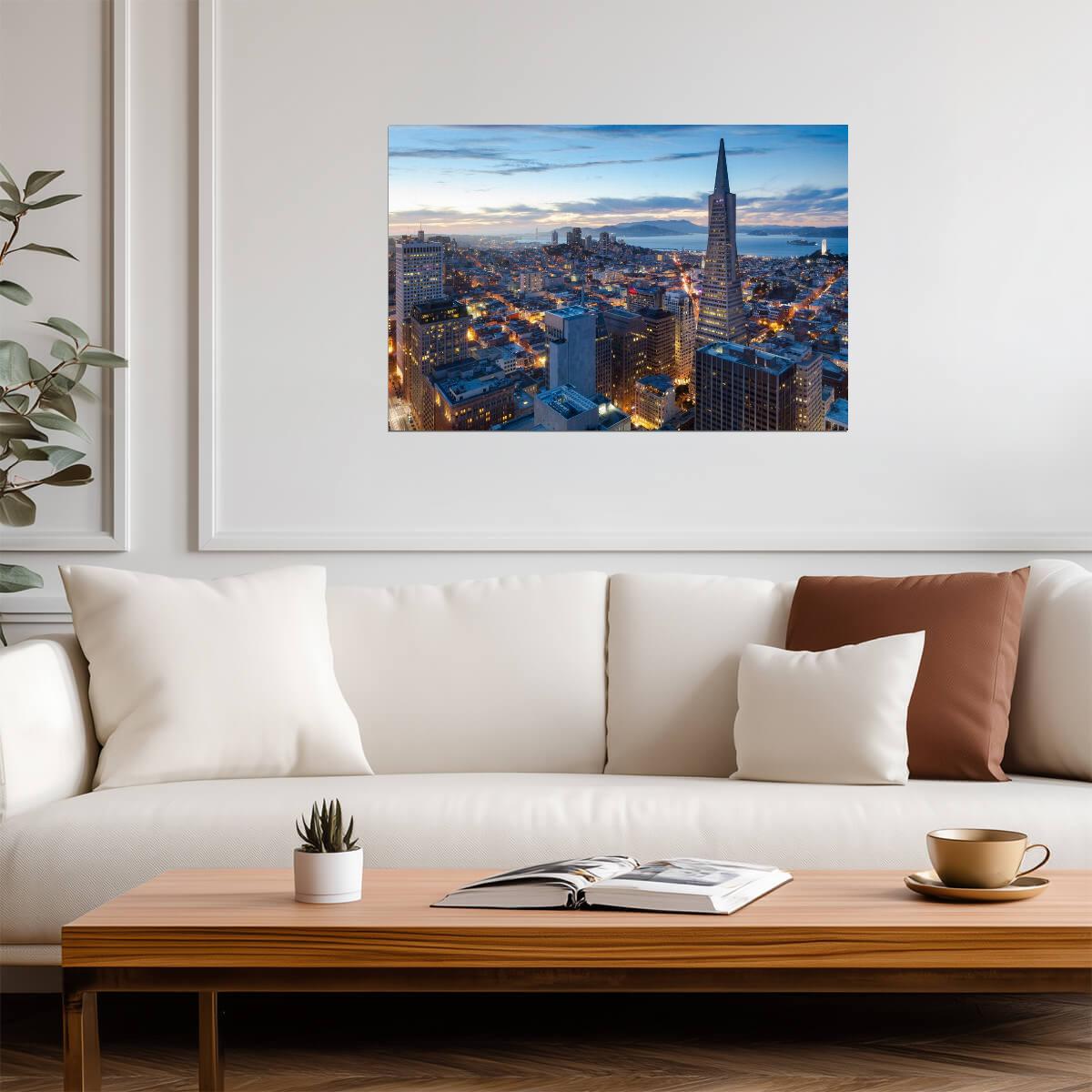 San Francisco California Skyline at Sunset | Cityscape Photography | Urban Wall Art Poster - Photography Poster