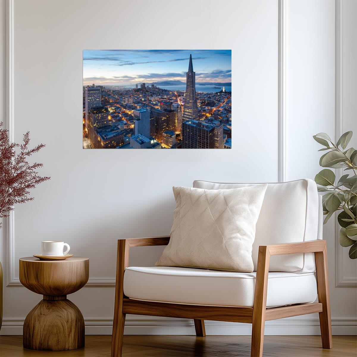 San Francisco California Skyline at Sunset | Cityscape Photography | Urban Wall Art Poster - Photography Poster