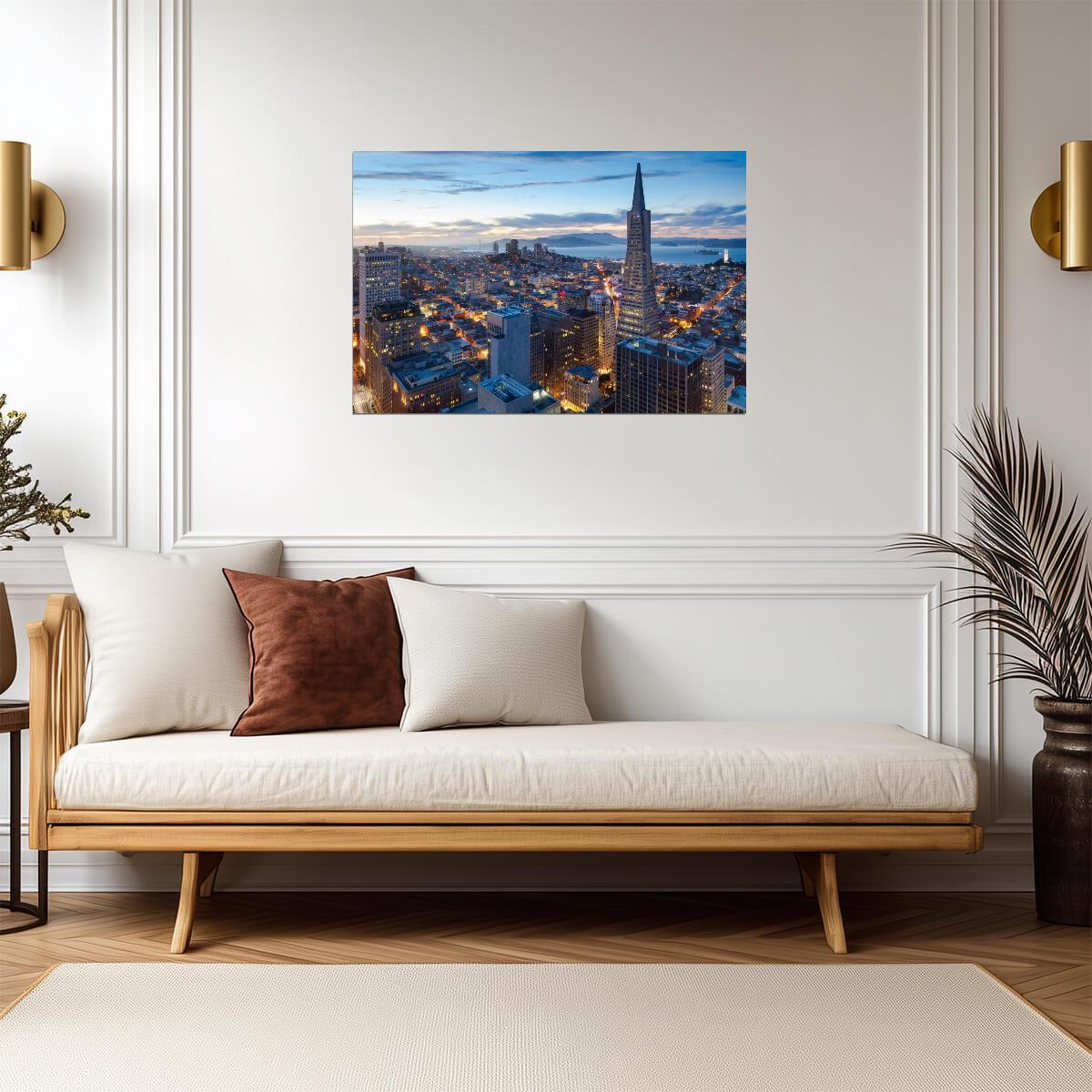 San Francisco California Skyline at Sunset | Cityscape Photography | Urban Wall Art Poster - Photography Poster