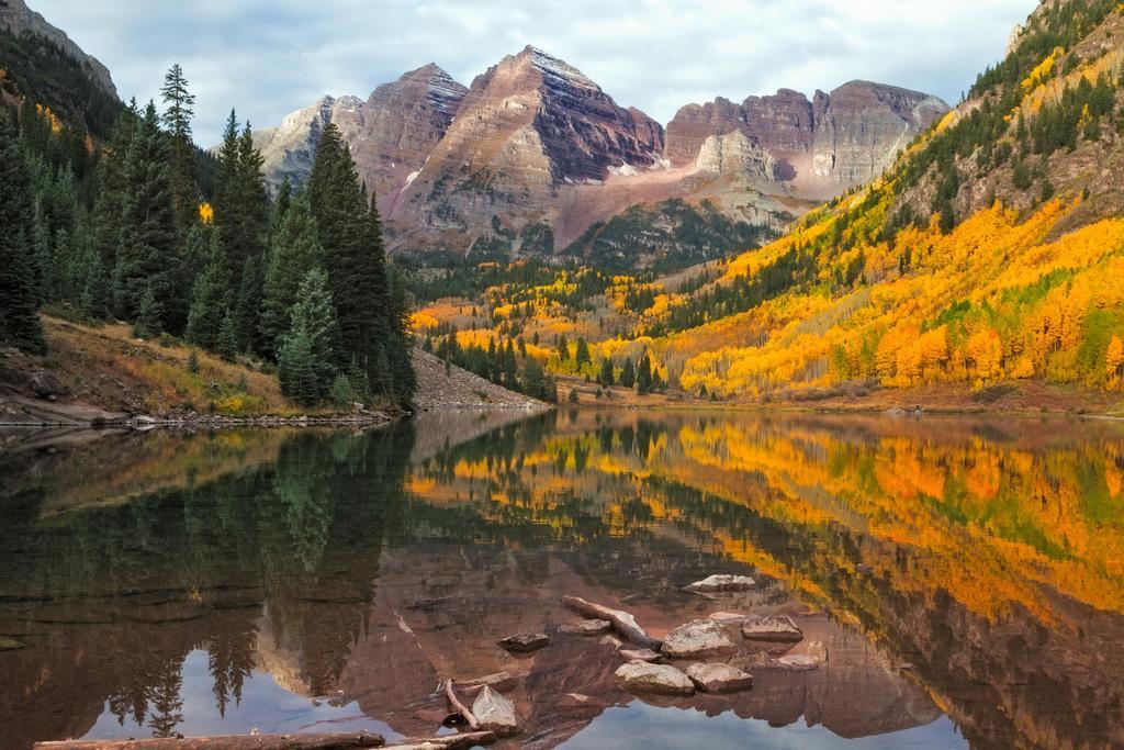 Maroon Bells at Sunrise | Elk Mountains Colorado Photography | Landscape Poster - Photography Poster