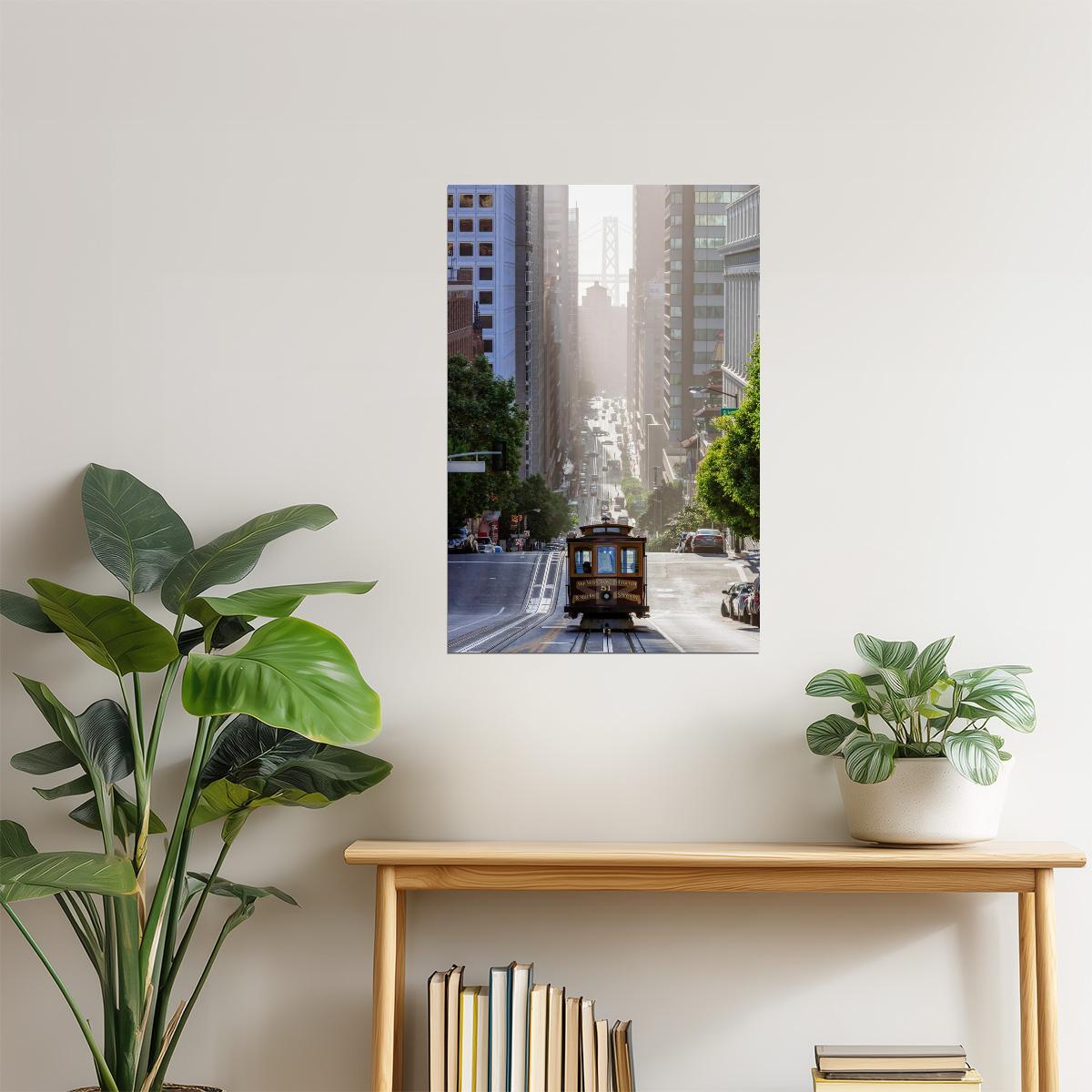 San Francisco Cable Car on California Street Poster | Urban Photography | Cityscape Wall Art