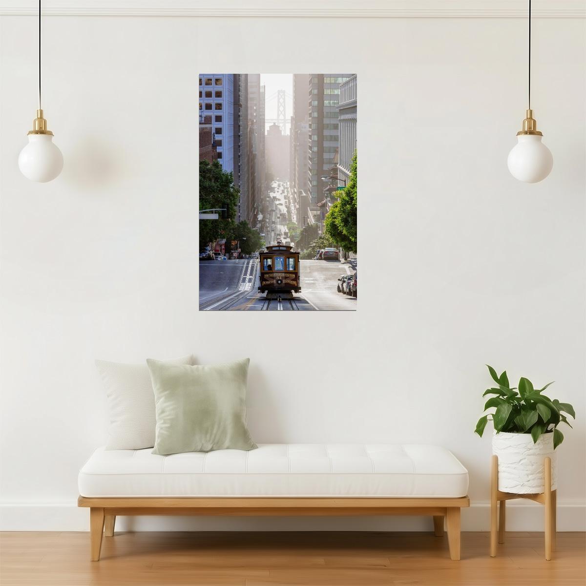 San Francisco Cable Car on California Street Poster | Urban Photography | Cityscape Wall Art