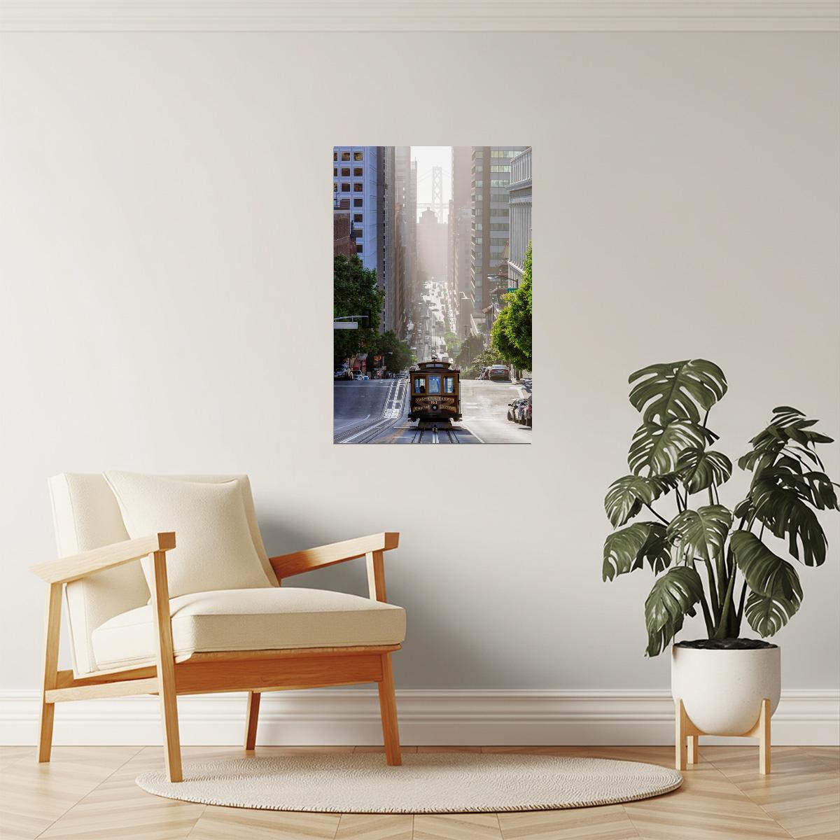 San Francisco Cable Car on California Street Poster | Urban Photography | Cityscape Wall Art