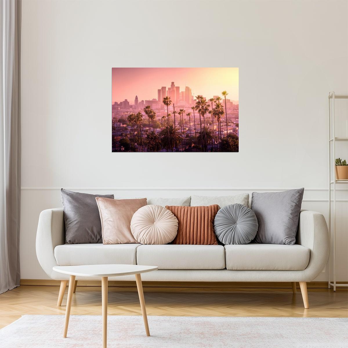 Los Angeles Skyline Sunset Poster | California Photography | Cityscape Wall Art