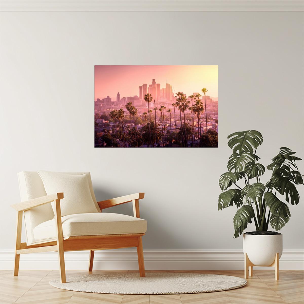 Los Angeles Skyline Sunset Poster | California Photography | Cityscape Wall Art