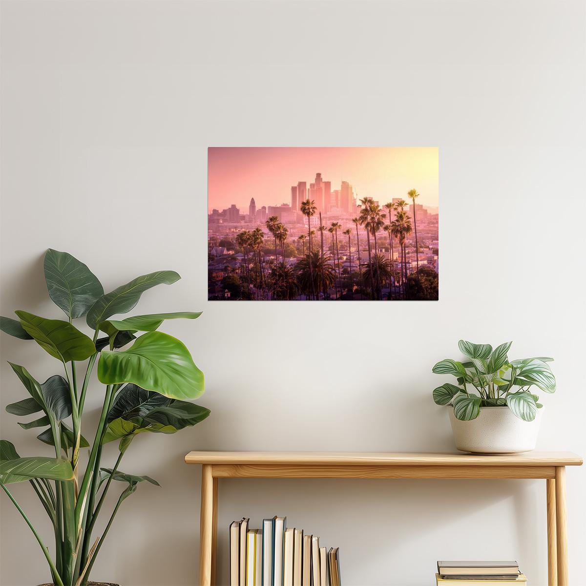 Los Angeles Skyline Sunset Poster | California Photography | Cityscape Wall Art
