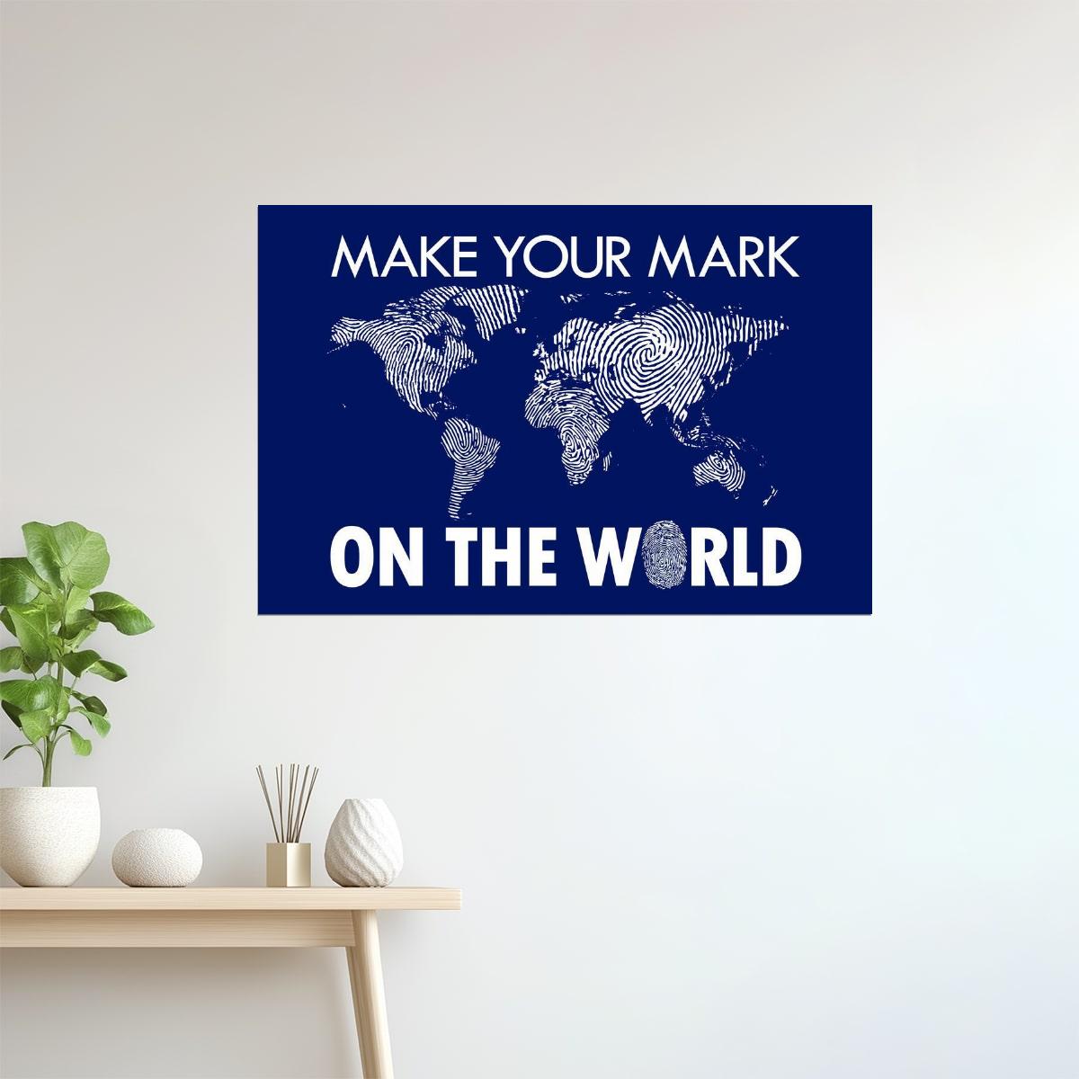 Blue World Map | Make Your Mark on the World Travel Poster