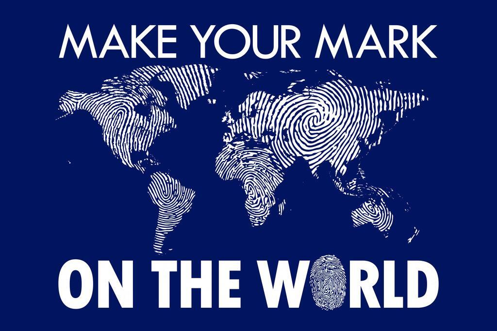 Blue World Map | Make Your Mark on the World Travel Poster