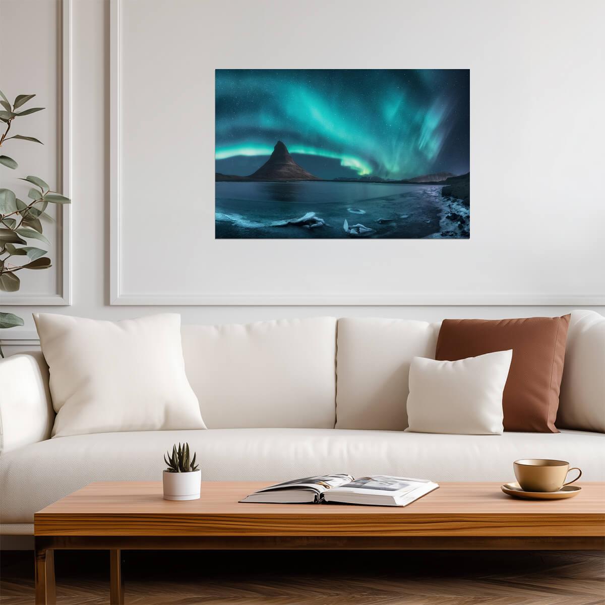Iceland Northern Lights Photo | Aurora Borealis | Nature & Landscape Poster - Photography Poster