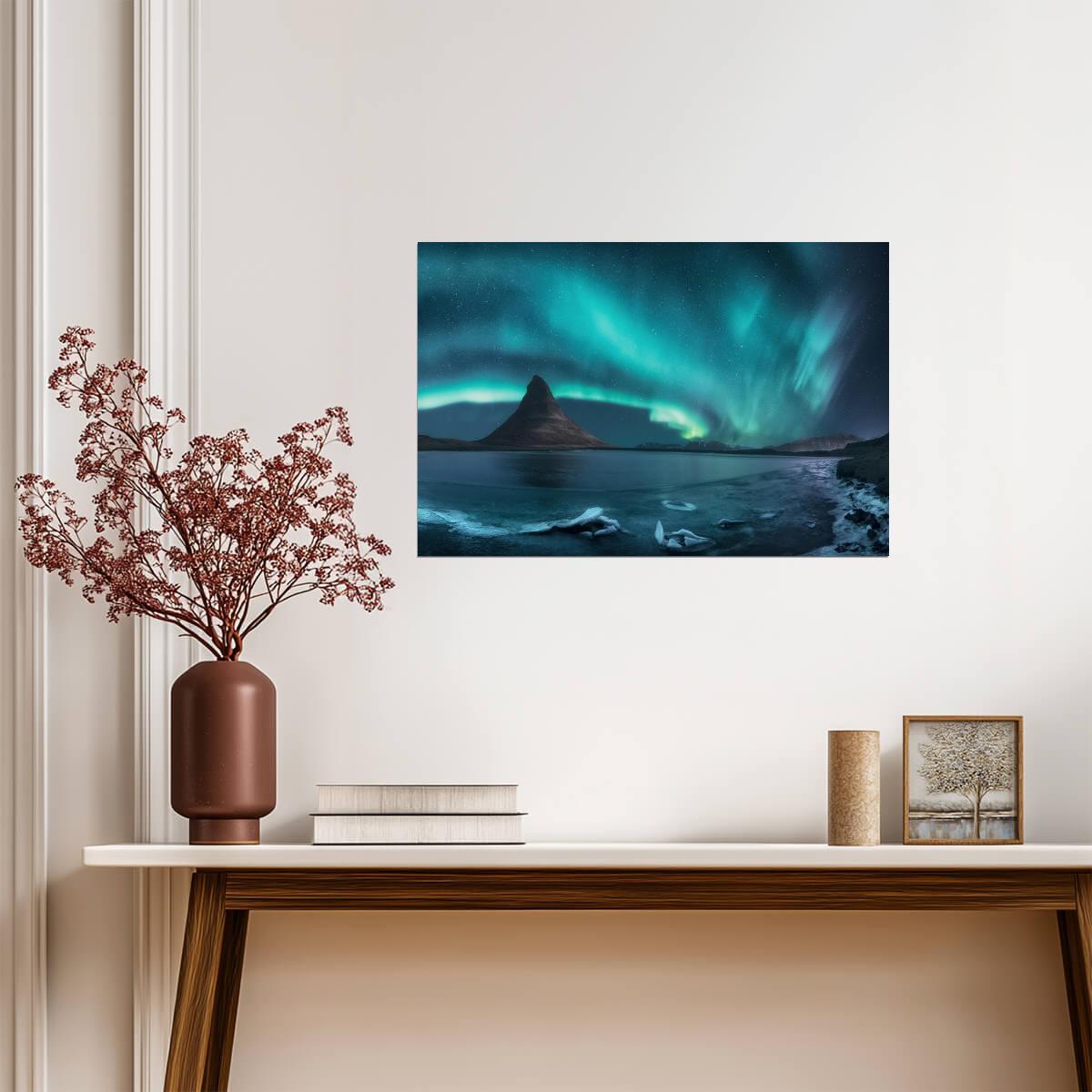 Iceland Northern Lights Photo | Aurora Borealis | Nature & Landscape Poster - Photography Poster
