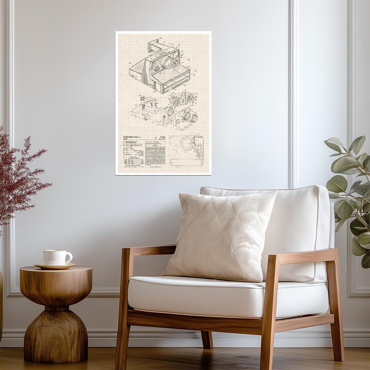 Instant Film Camera Patent Design | Retro Tech Blueprint | Photography Wall Art Poster - Vintage & Retro Poster