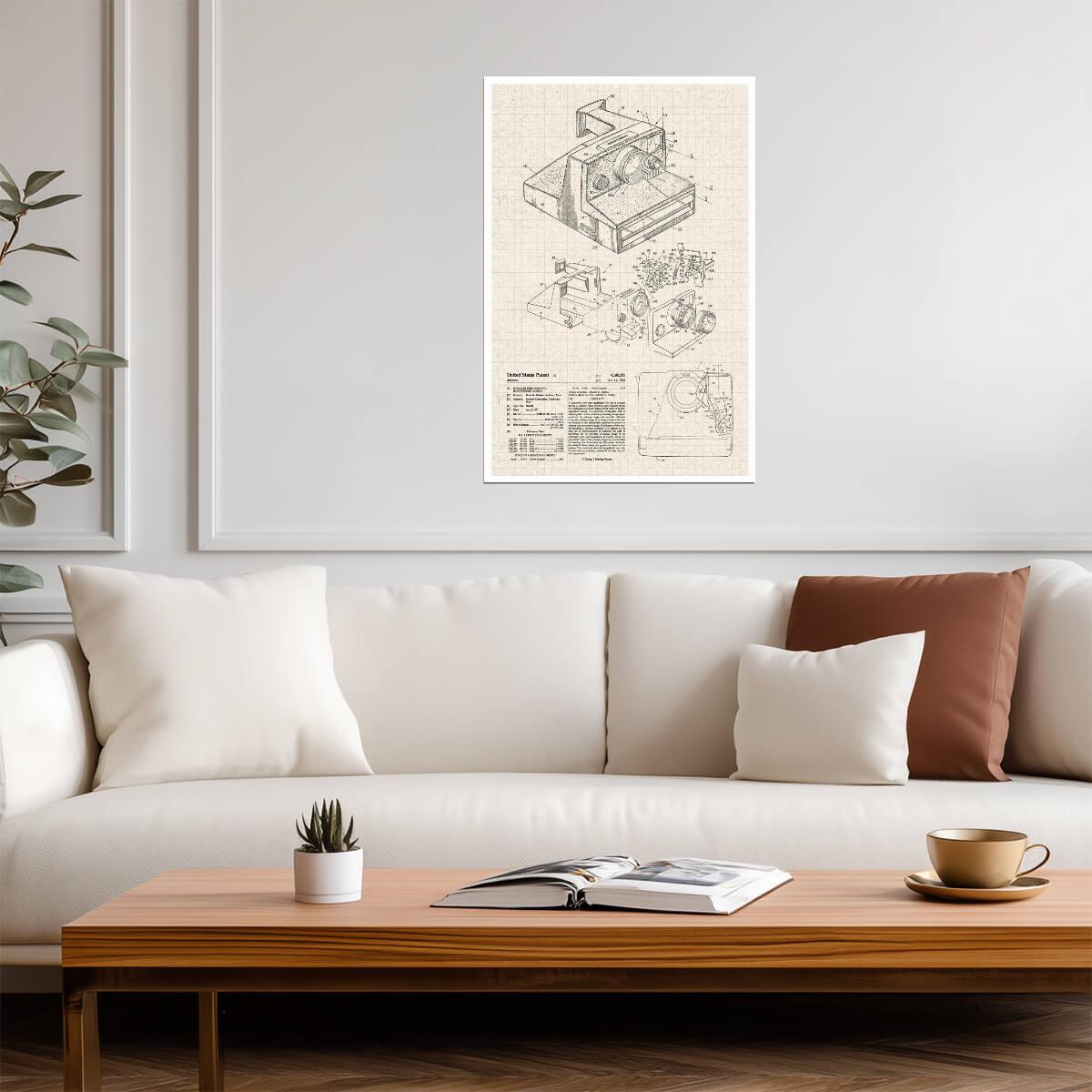 Instant Film Camera Patent Design | Retro Tech Blueprint | Photography Wall Art Poster - Vintage & Retro Poster