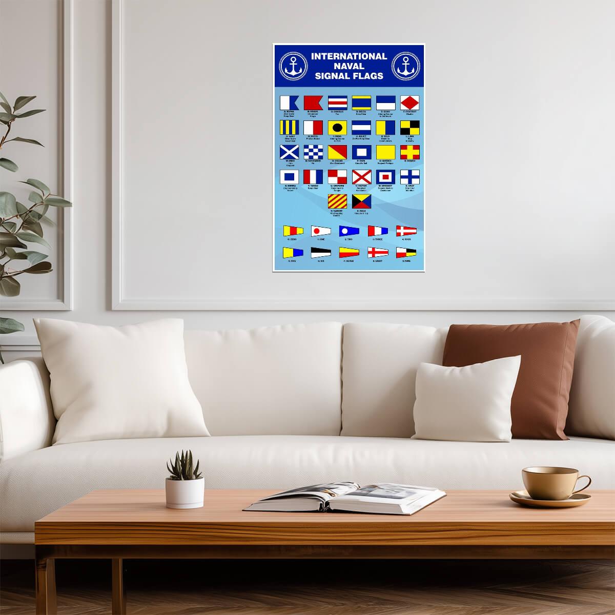 International Naval Signal Flags Chart | Nautical Communication | Educational Poster - Type & Quotes Poster