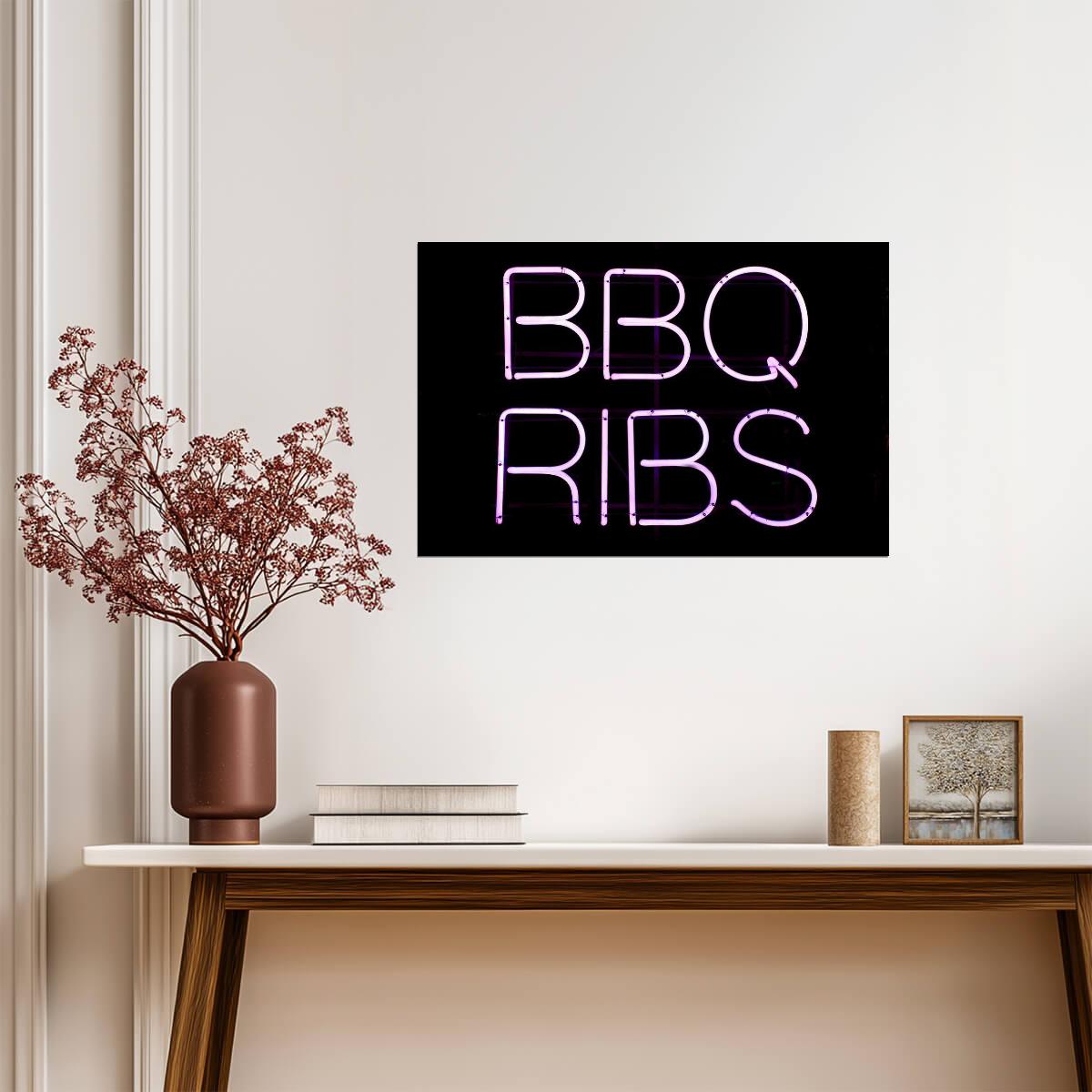 "BBQ Ribs" Neon Sign Photo | Restaurant Advertising | Food & Drink Poster - Type & Quotes Poster