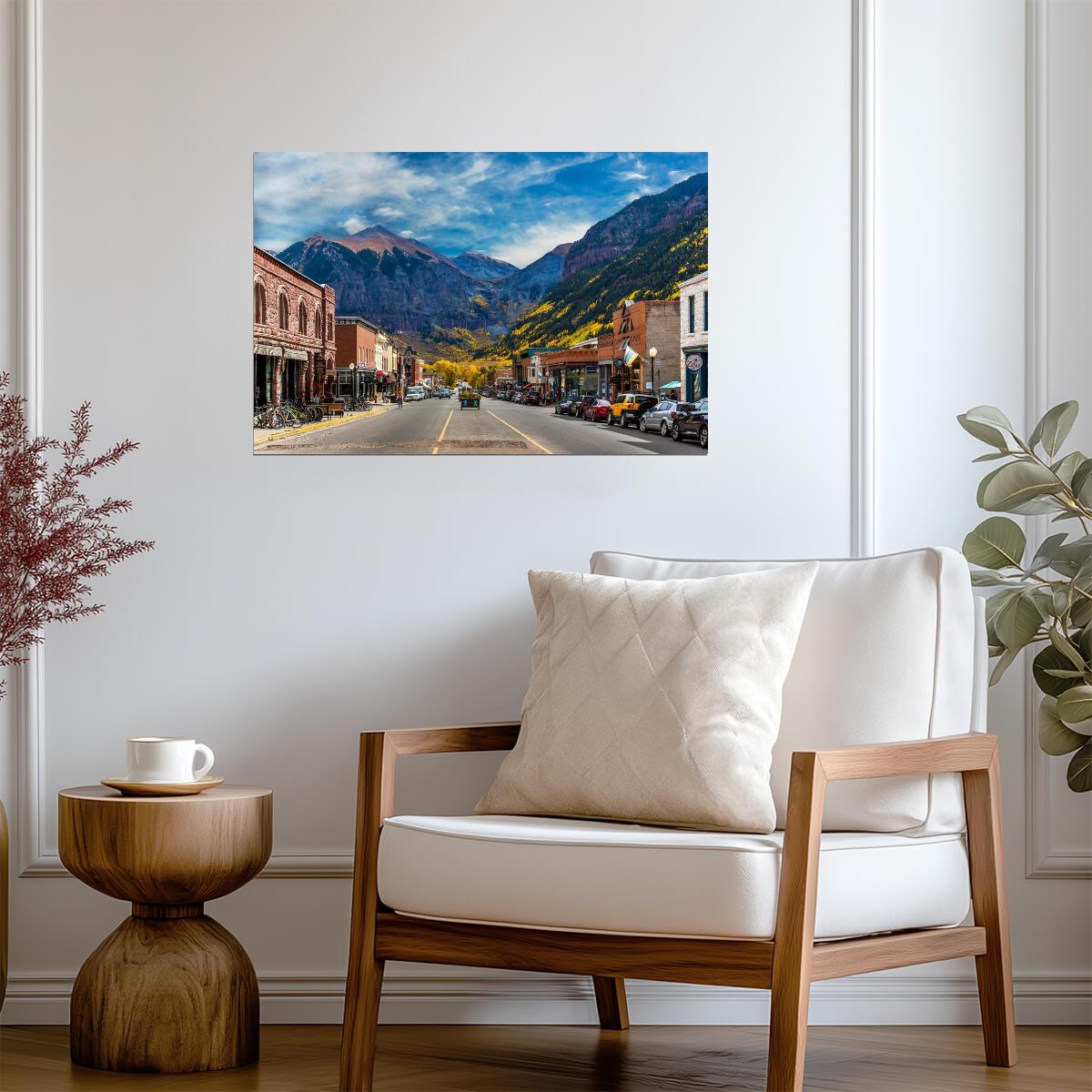Main Street in Telluride Colorado | Mountain Town Photography | Urban Landscape Poster - Photography Poster