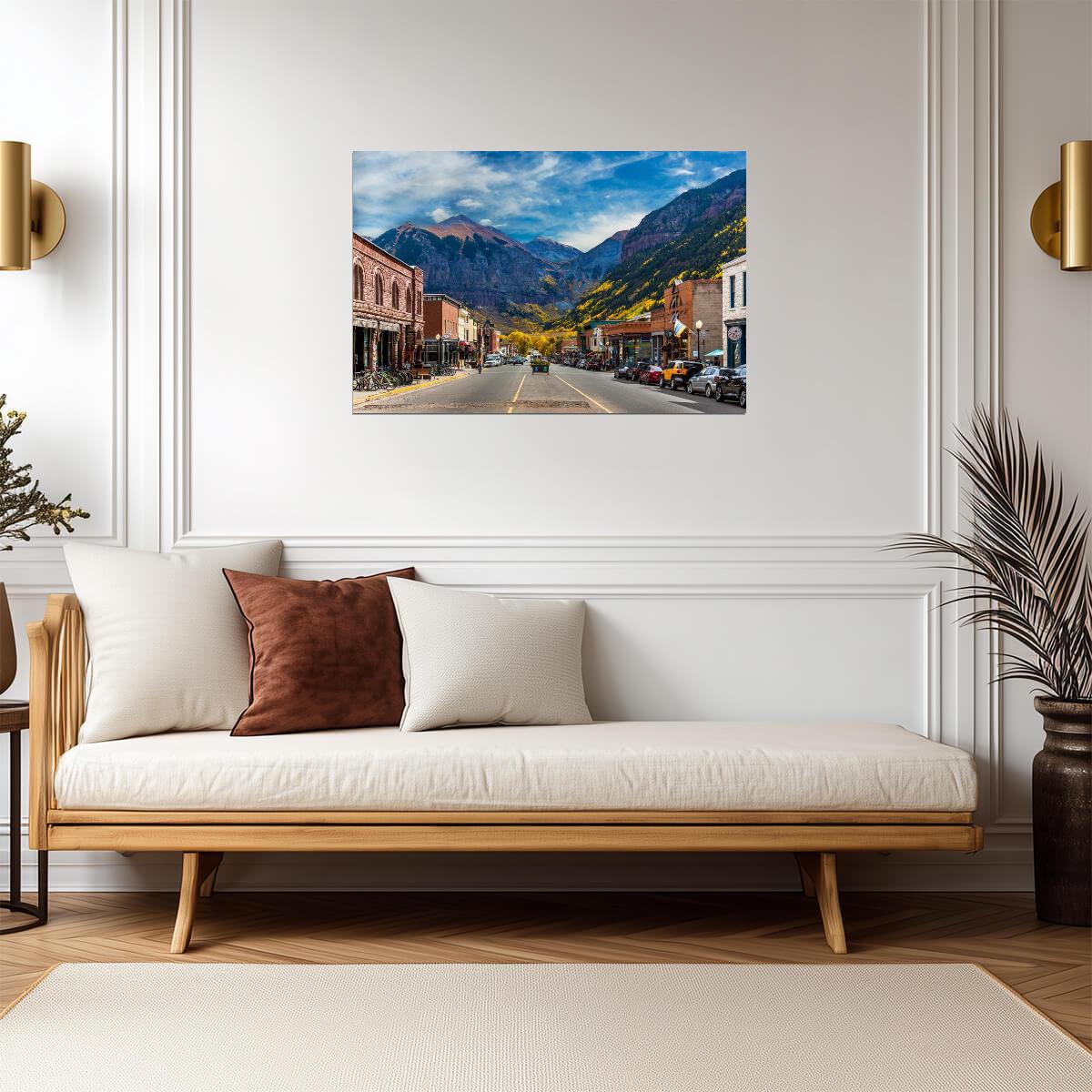 Main Street in Telluride Colorado | Mountain Town Photography | Urban Landscape Poster - Photography Poster