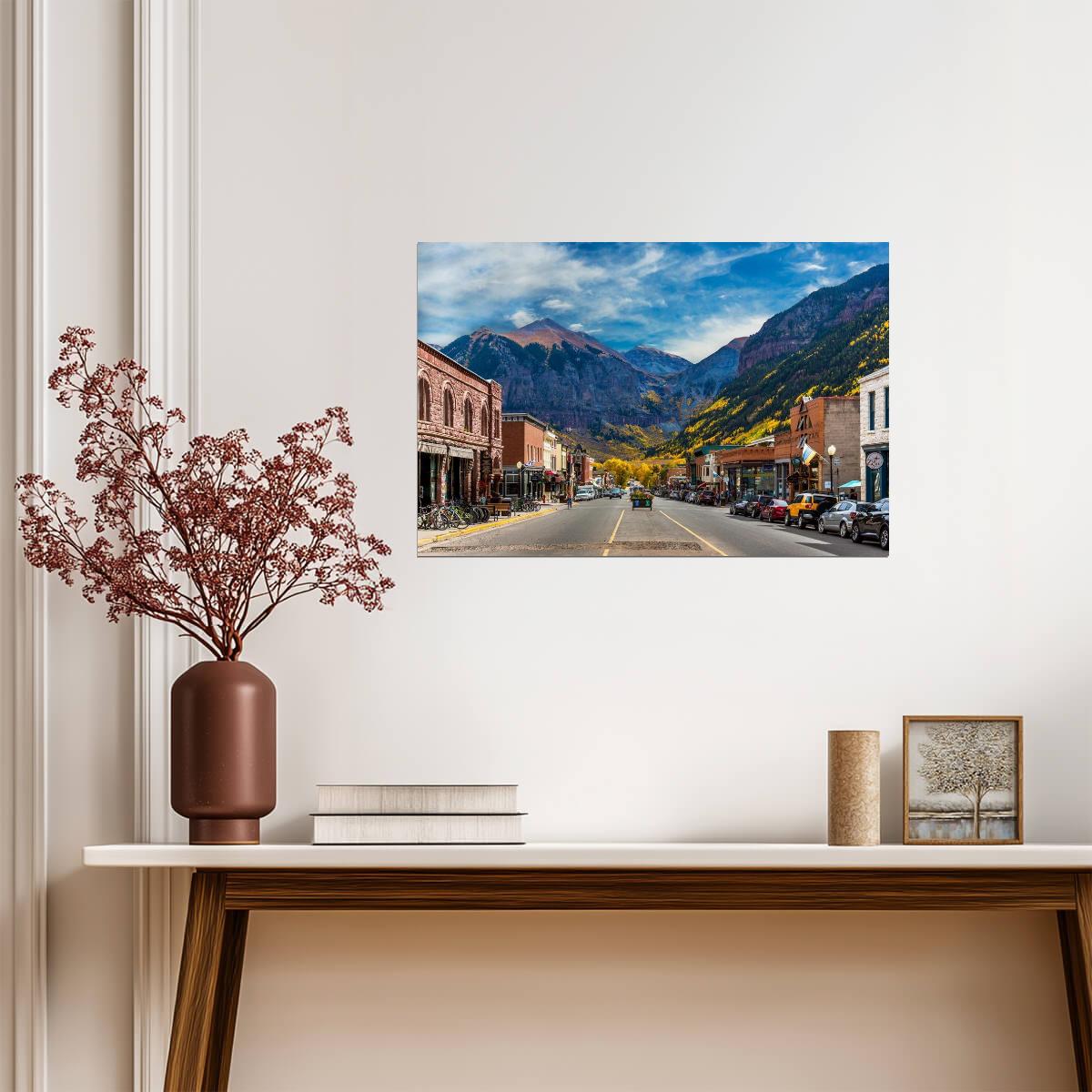 Main Street in Telluride Colorado | Mountain Town Photography | Urban Landscape Poster - Photography Poster