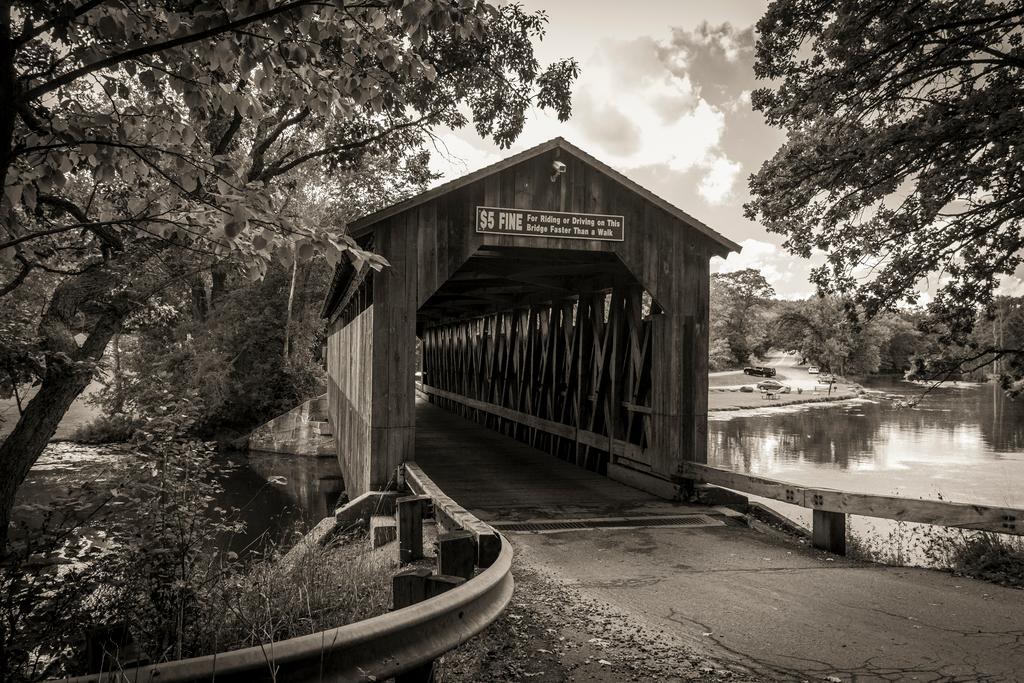 Michigan Covered Bridge Poster | Historical Black and White Photo | Rustic Wall Art