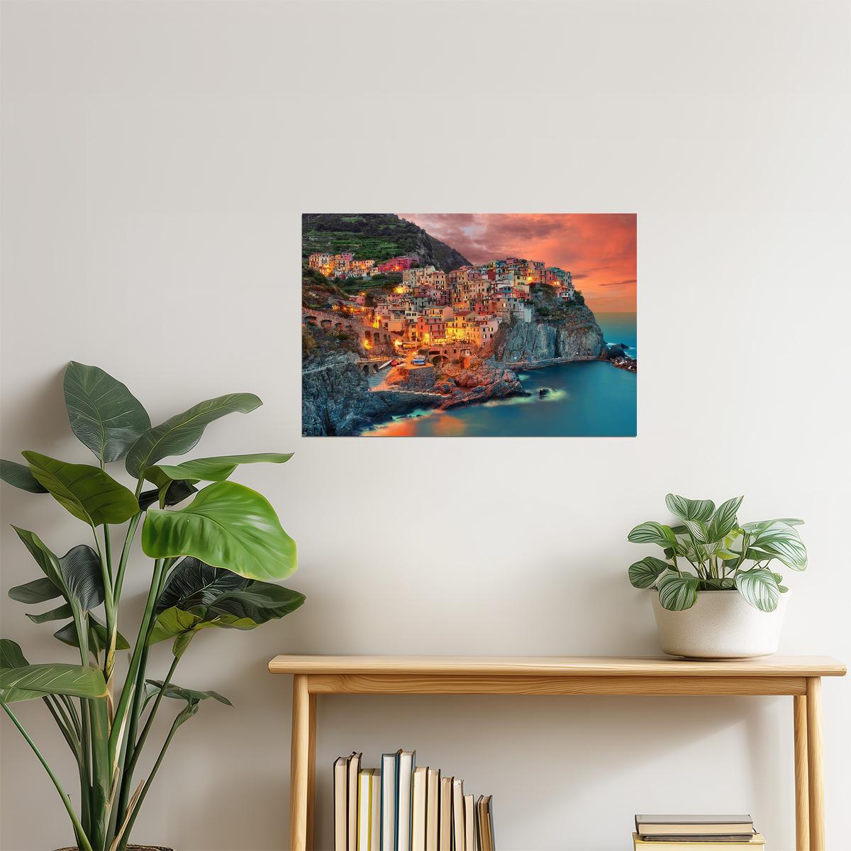 Manarola Cinque Terre Poster | Italy Coastal Village Photography | Italian Riviera Wall Art