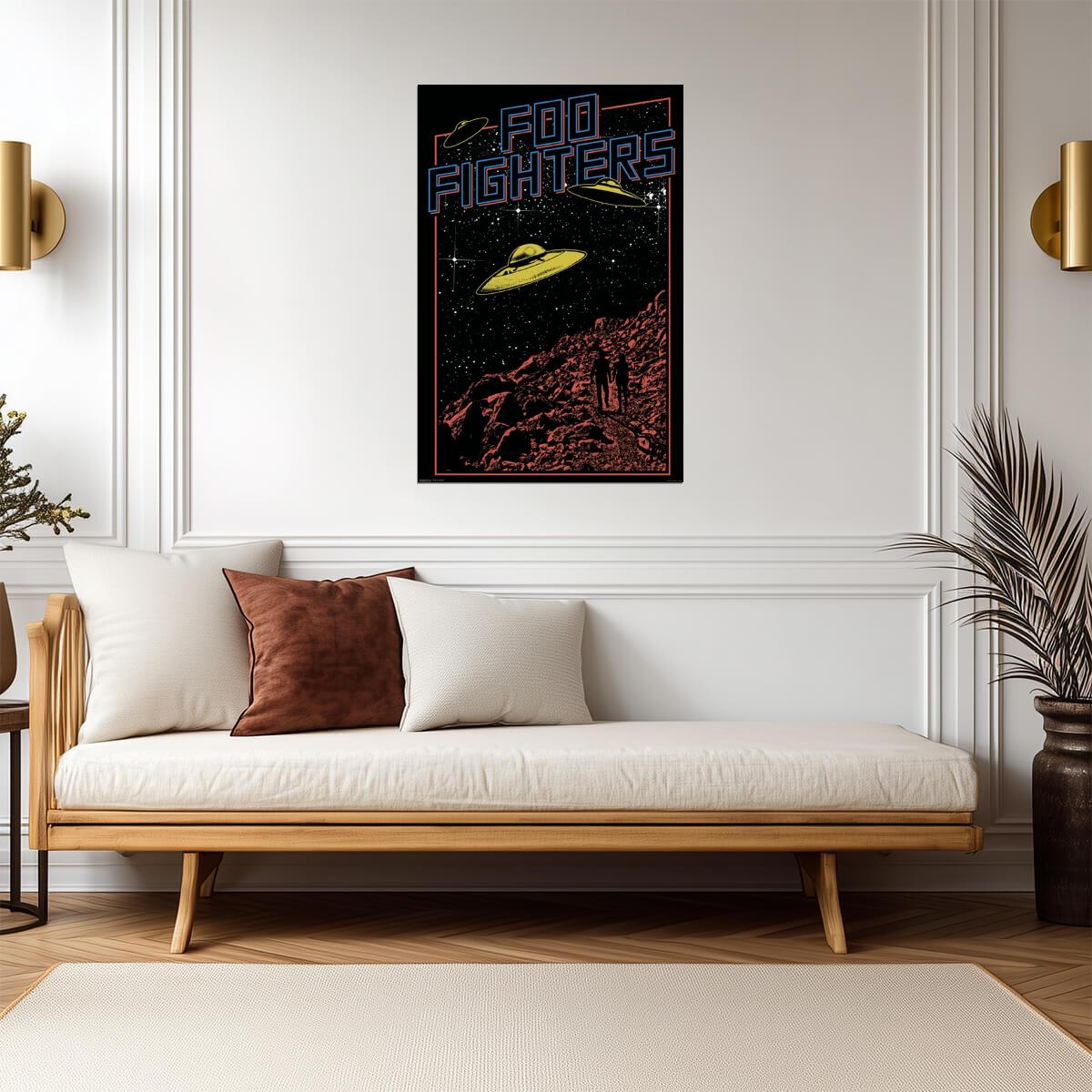 Foo Fighters UFO Poster | Rock Band Wall Art | Music & Sci-Fi Graphic - Music Poster