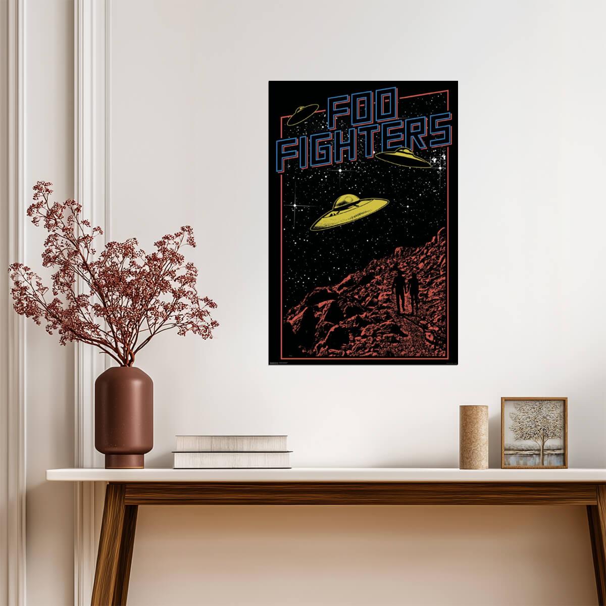 Foo Fighters UFO Poster | Rock Band Wall Art | Music & Sci-Fi Graphic - Music Poster