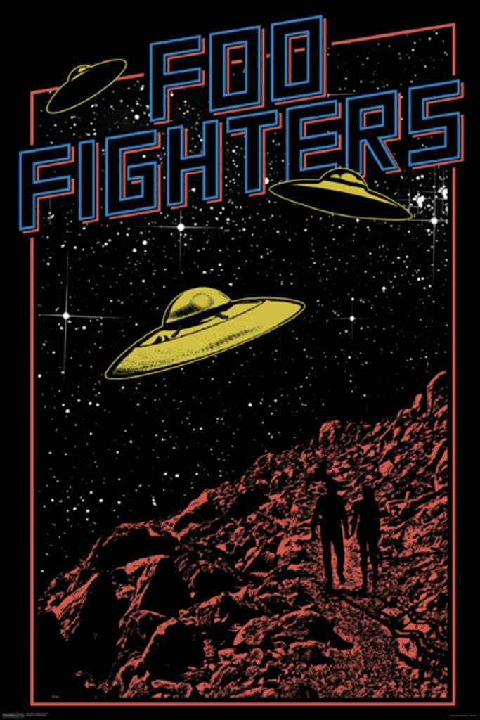 Foo Fighters UFO Poster | Rock Band Wall Art | Music & Sci-Fi Graphic - Music Poster