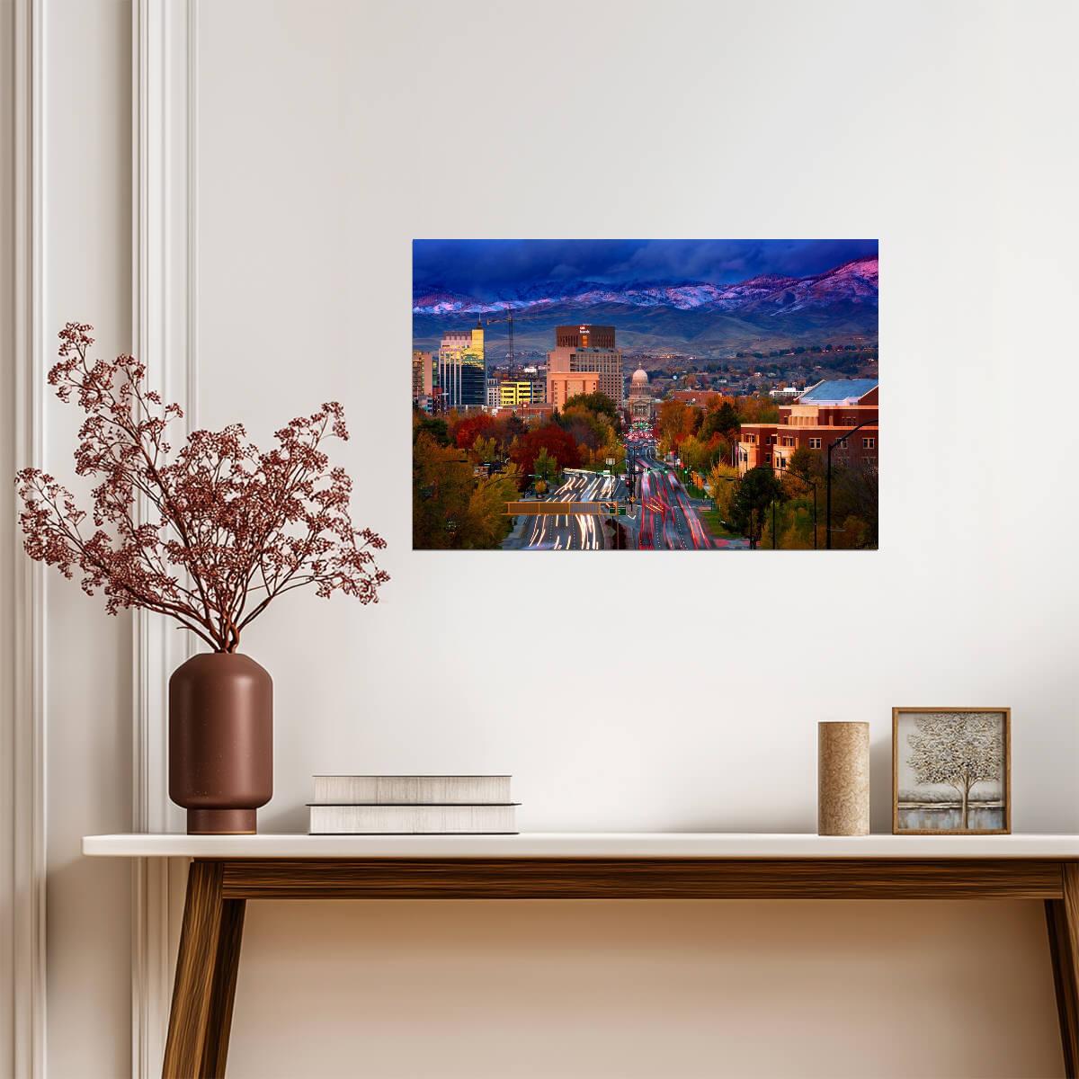 Downtown Boise Idaho Sunset | Cityscape Photography from Depot Hill | Urban Poster - Photography Poster