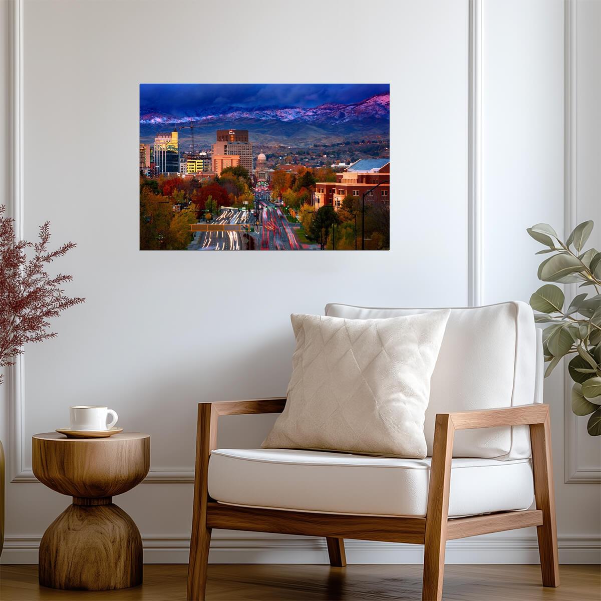 Downtown Boise Idaho Sunset | Cityscape Photography from Depot Hill | Urban Poster - Photography Poster
