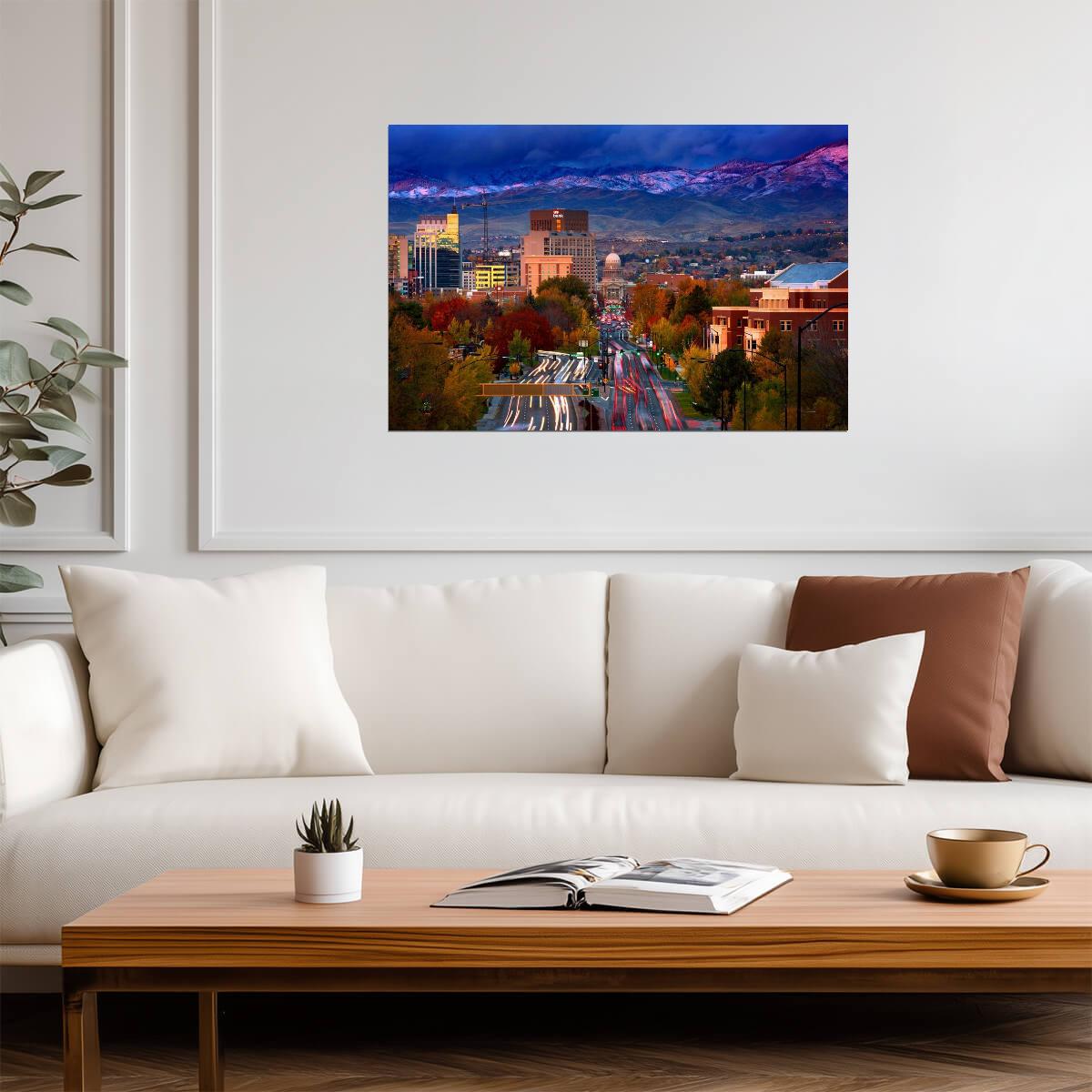 Downtown Boise Idaho Sunset | Cityscape Photography from Depot Hill | Urban Poster - Photography Poster