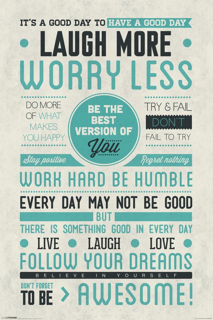 Laugh More, Worry Less | Motivational Poster