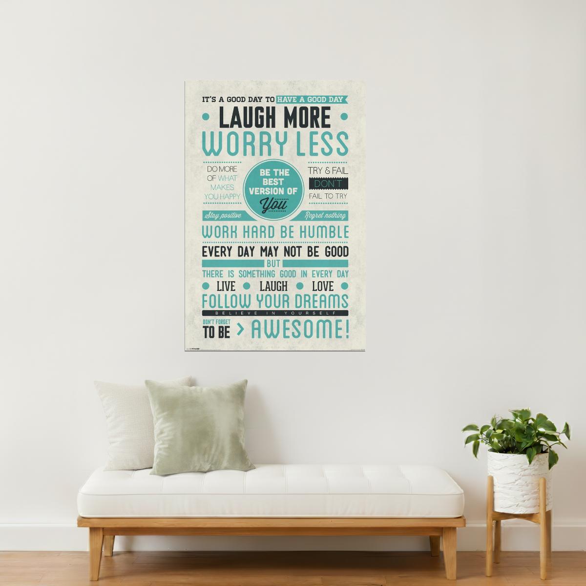 Laugh More, Worry Less | Motivational Poster